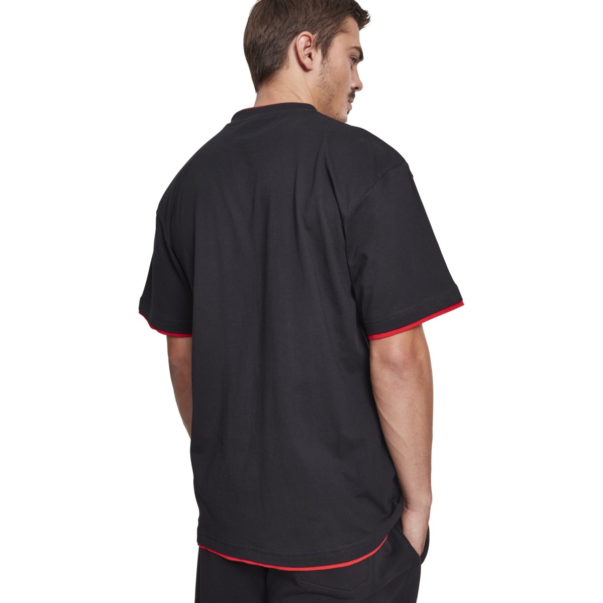 Urban Classics - CONTRAST Tall Tee noir / rouge - 4XL
