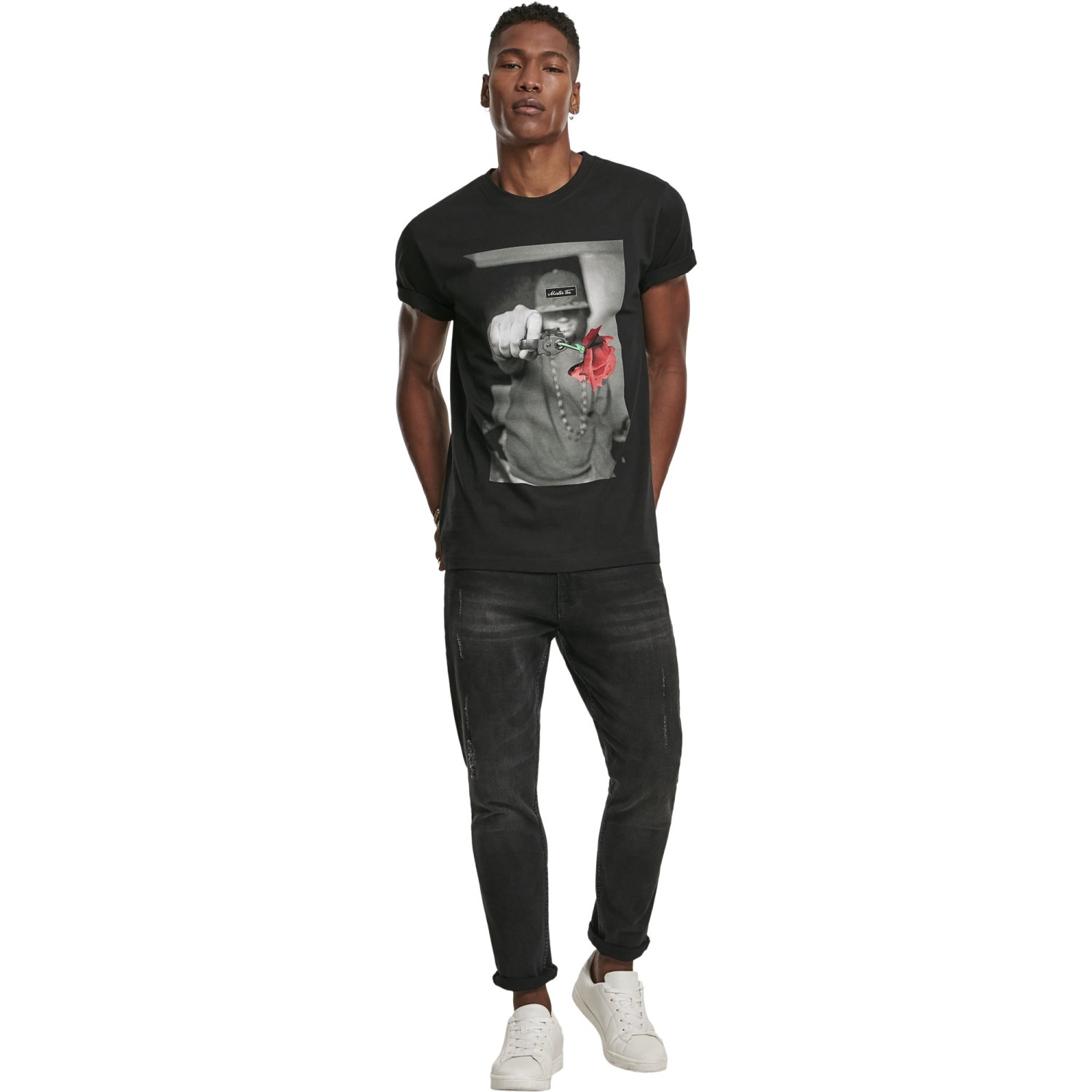 Mister Tee Shirt - PISTOLE ROSE schwarz