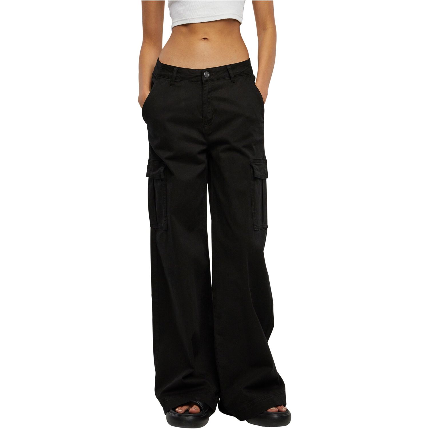 Urban Classics Ladies - Wide Leg Twill Cargo Pantalon