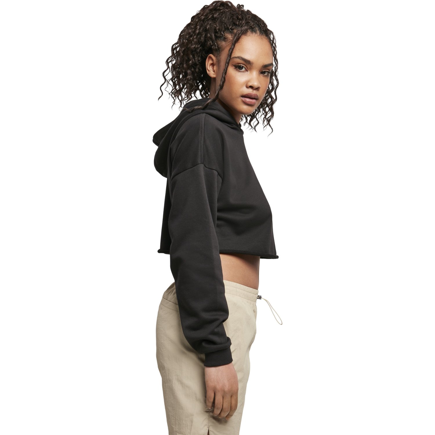 Urban Classics Ladies - Oversized Cropped Hoody noir