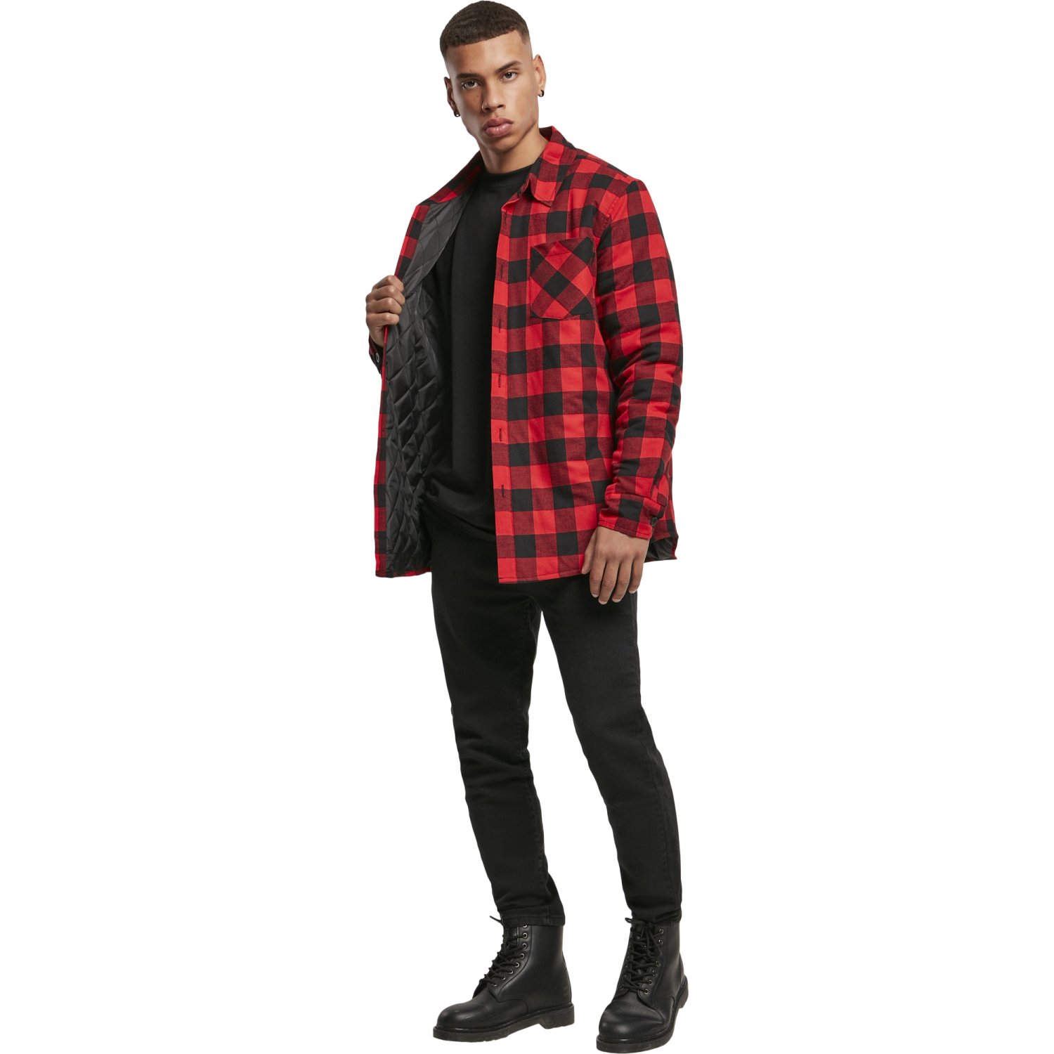 Urban Classics - Padded Check Flannel  Button Up red