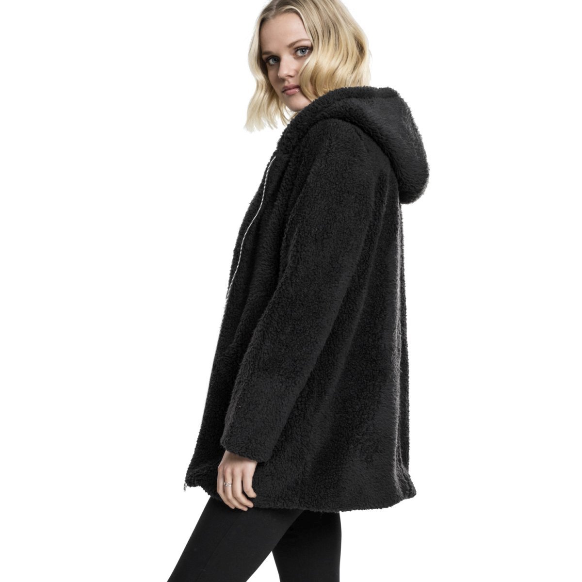 Urban Classics Femme - SHERPA Long Veste d'hiver noir