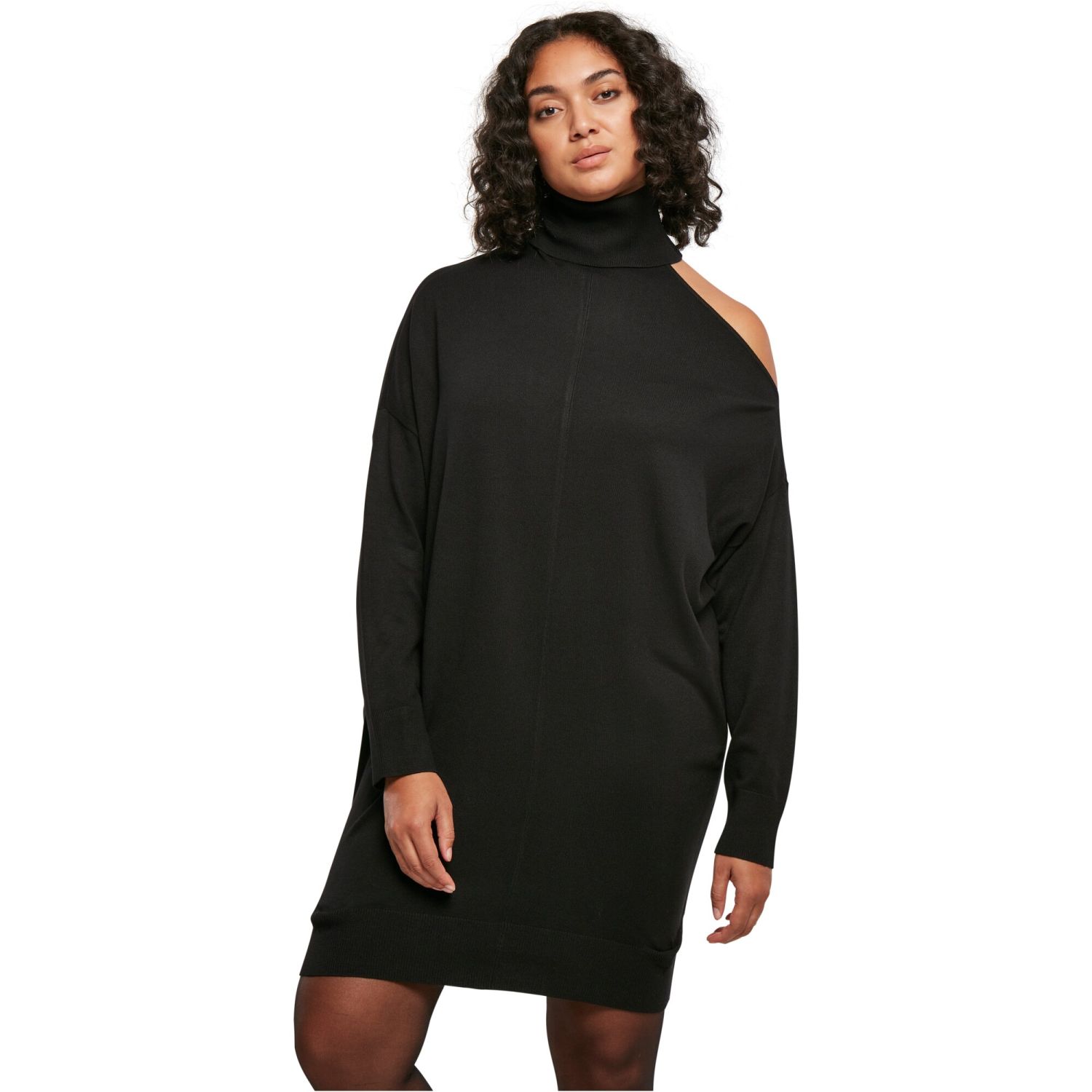 Urban Classics Ladies - One Shoulder Knit Kleid schwarz