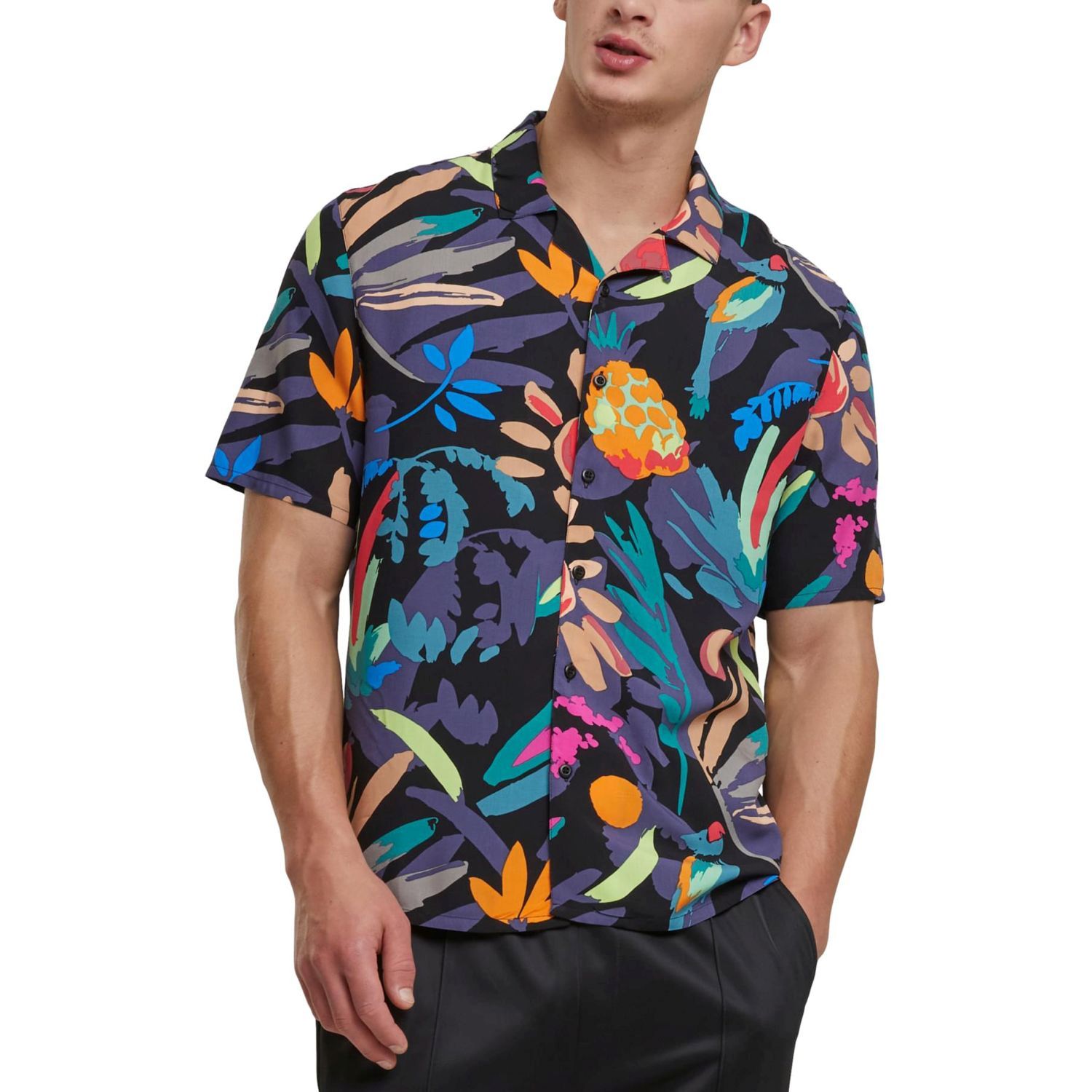 Urban Classics - Viscose Resort Shirt black fruity