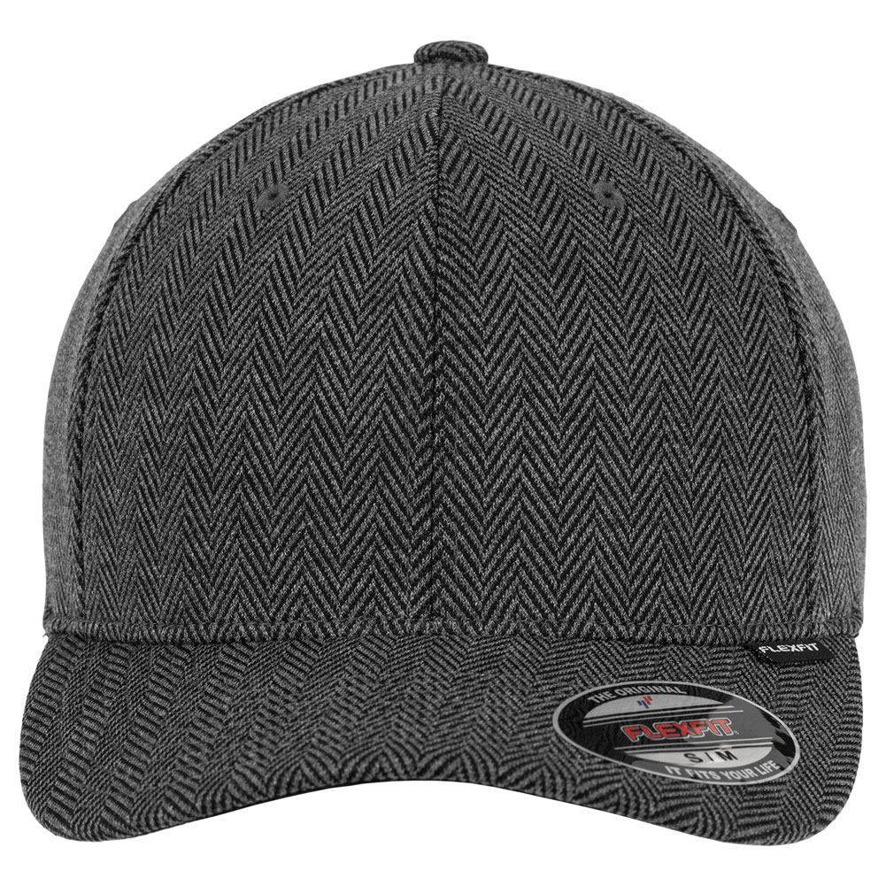 Flexfit Herringbone Melange Cap - schwarz / heather grau