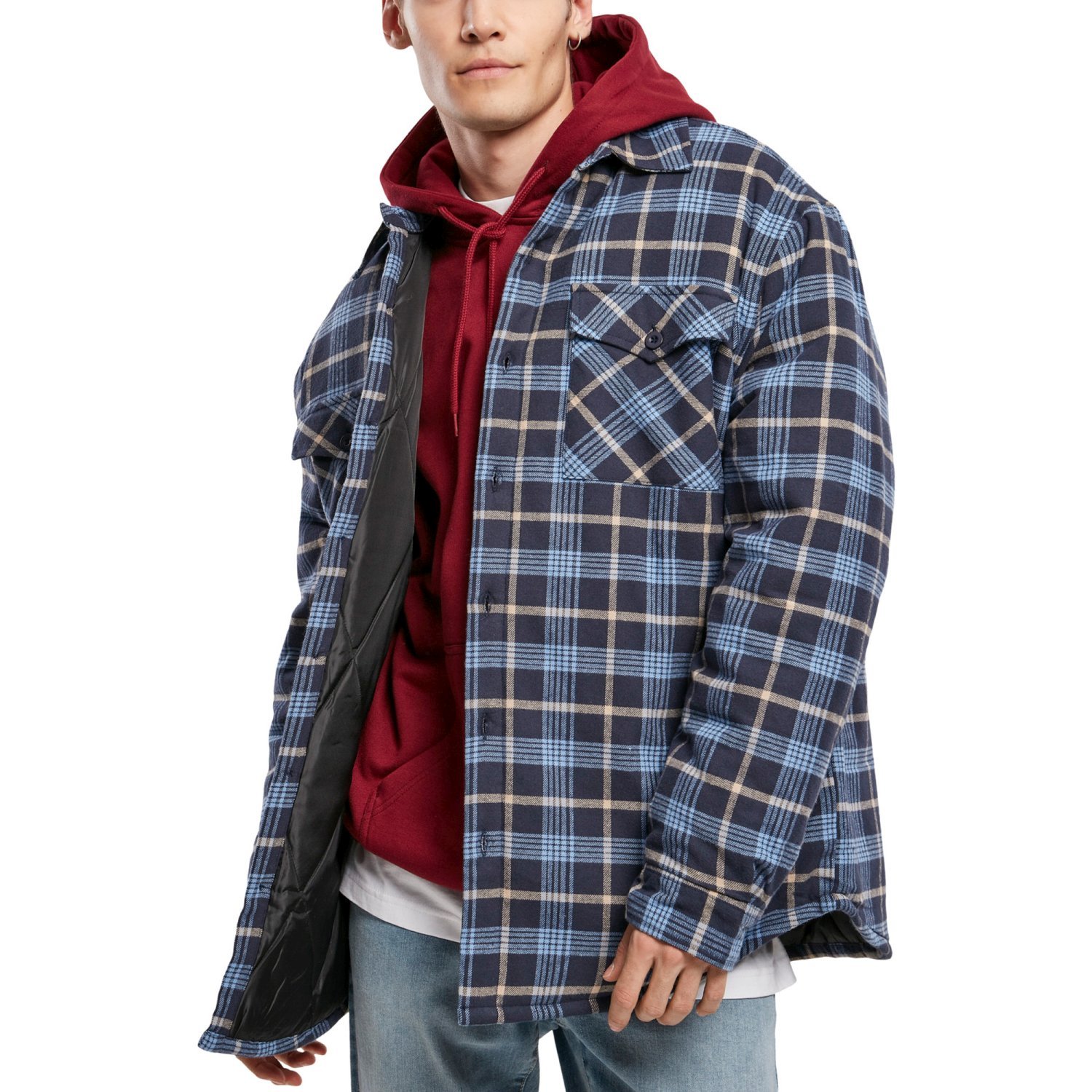 Urban Classics - Plaid Quilted Shirt Jacket lightblue