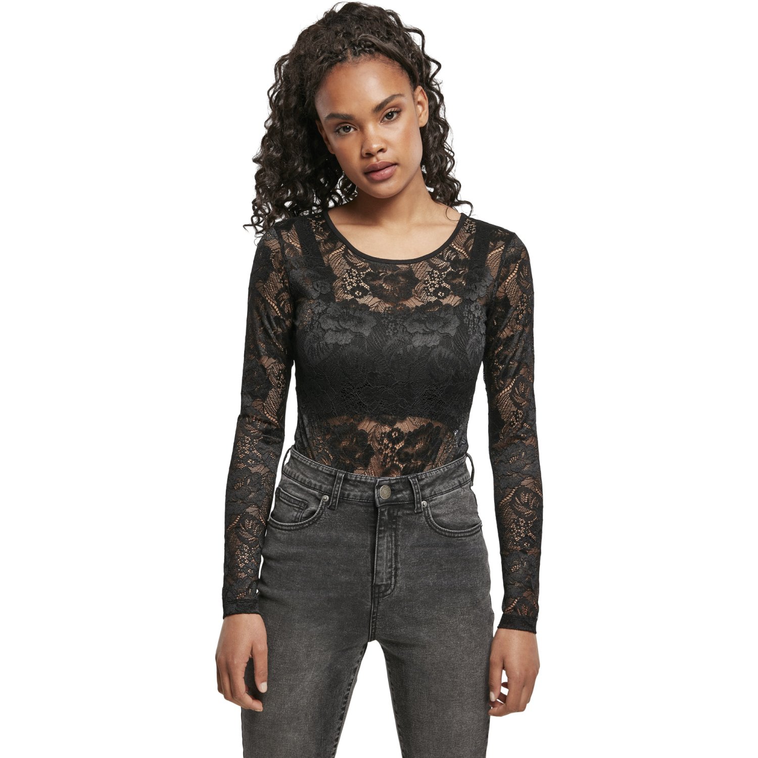 Urban Classics Ladies - LACES Longsleeve Body black