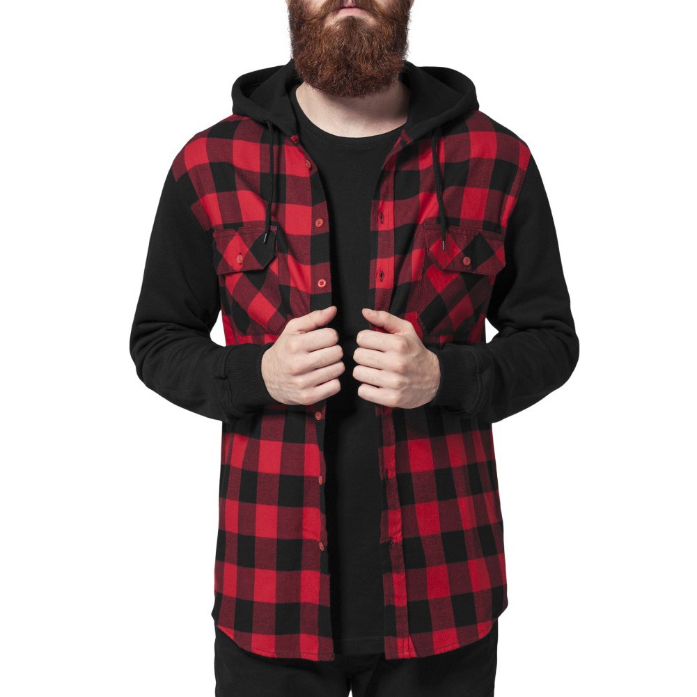 Urban Classics - HOODED Flanell Holzfäller Hemd