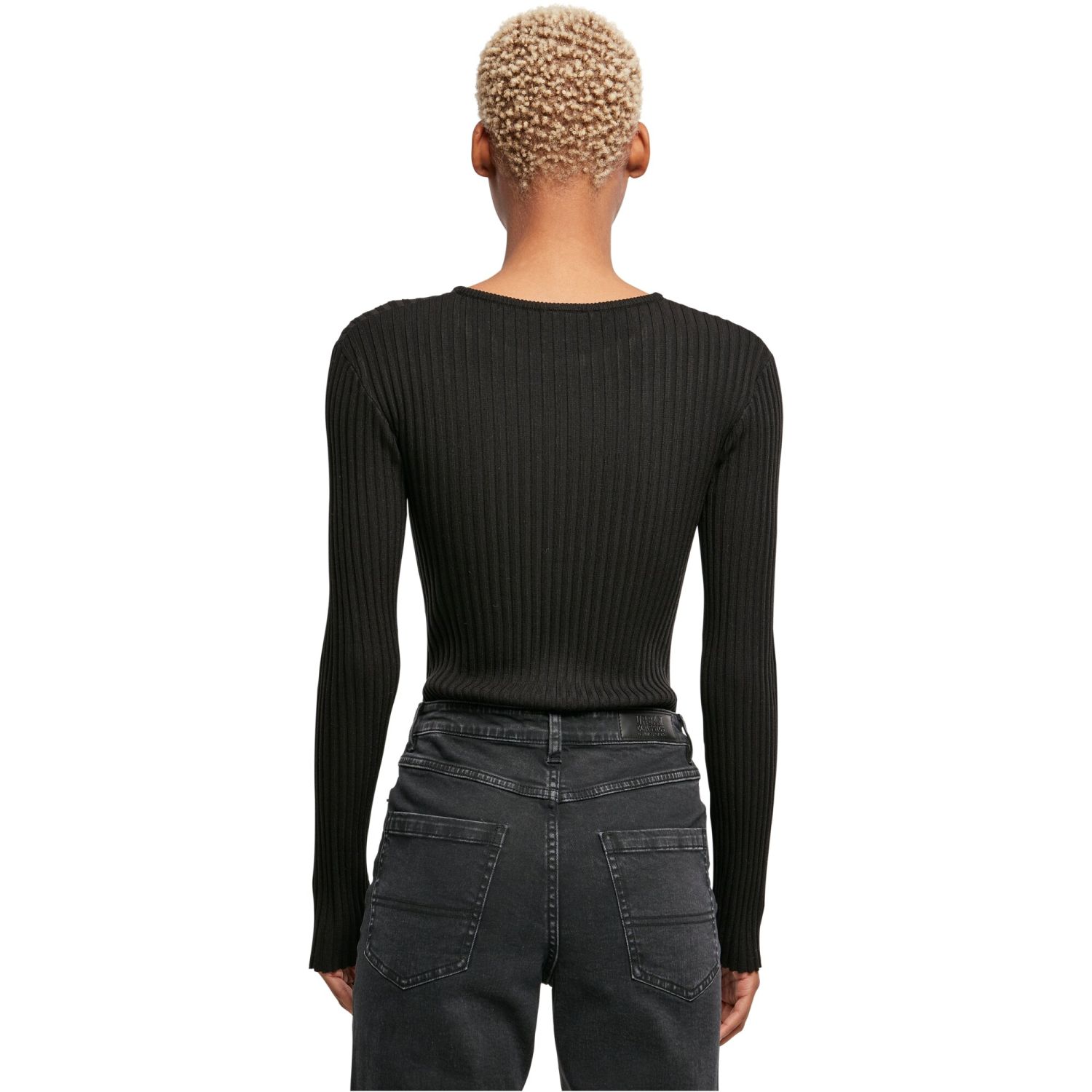 Urban Classics Ladies - Rib Knit Longsleeve Body noir
