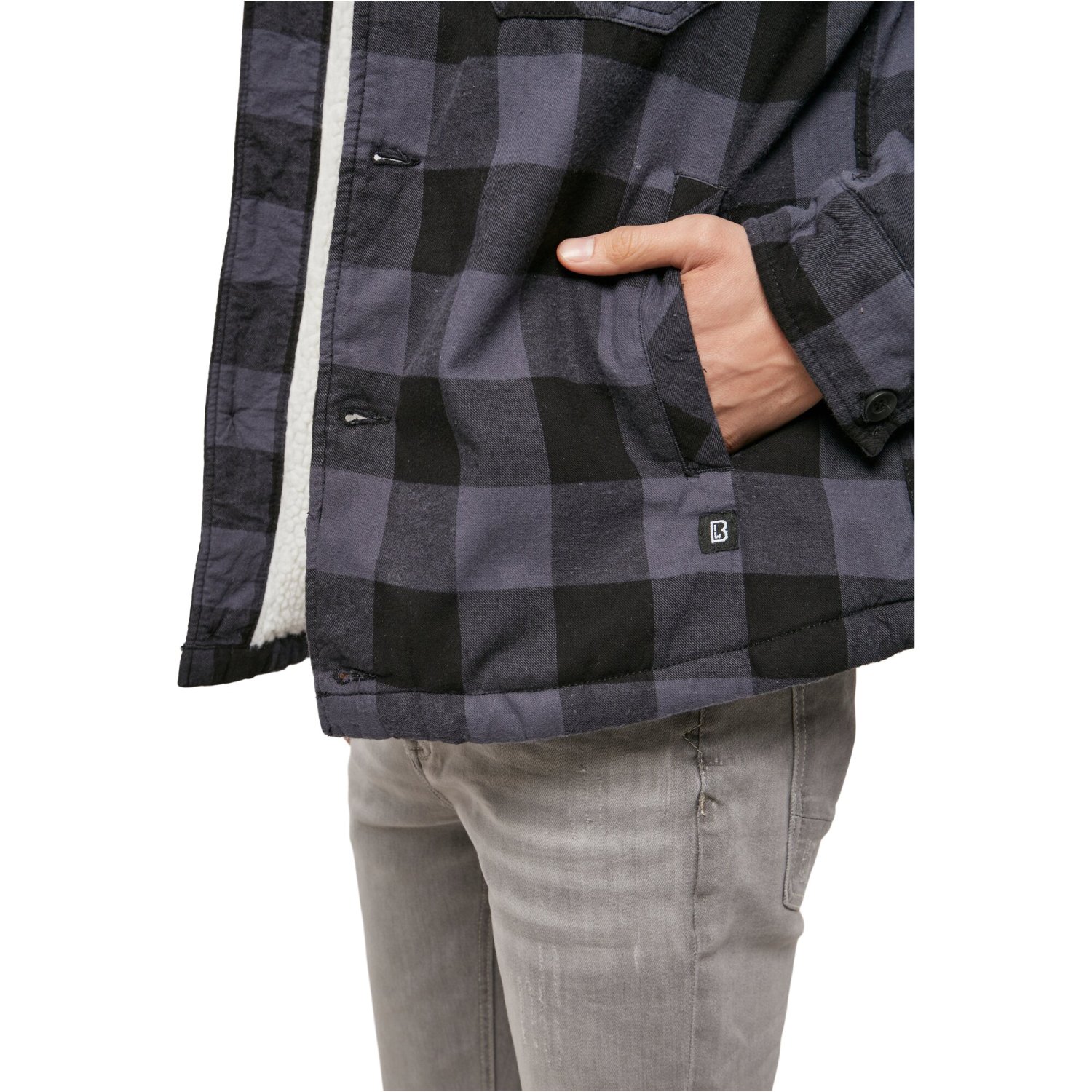 Brandit - Hooded Lined Lumberjack Jacket black / charcoal