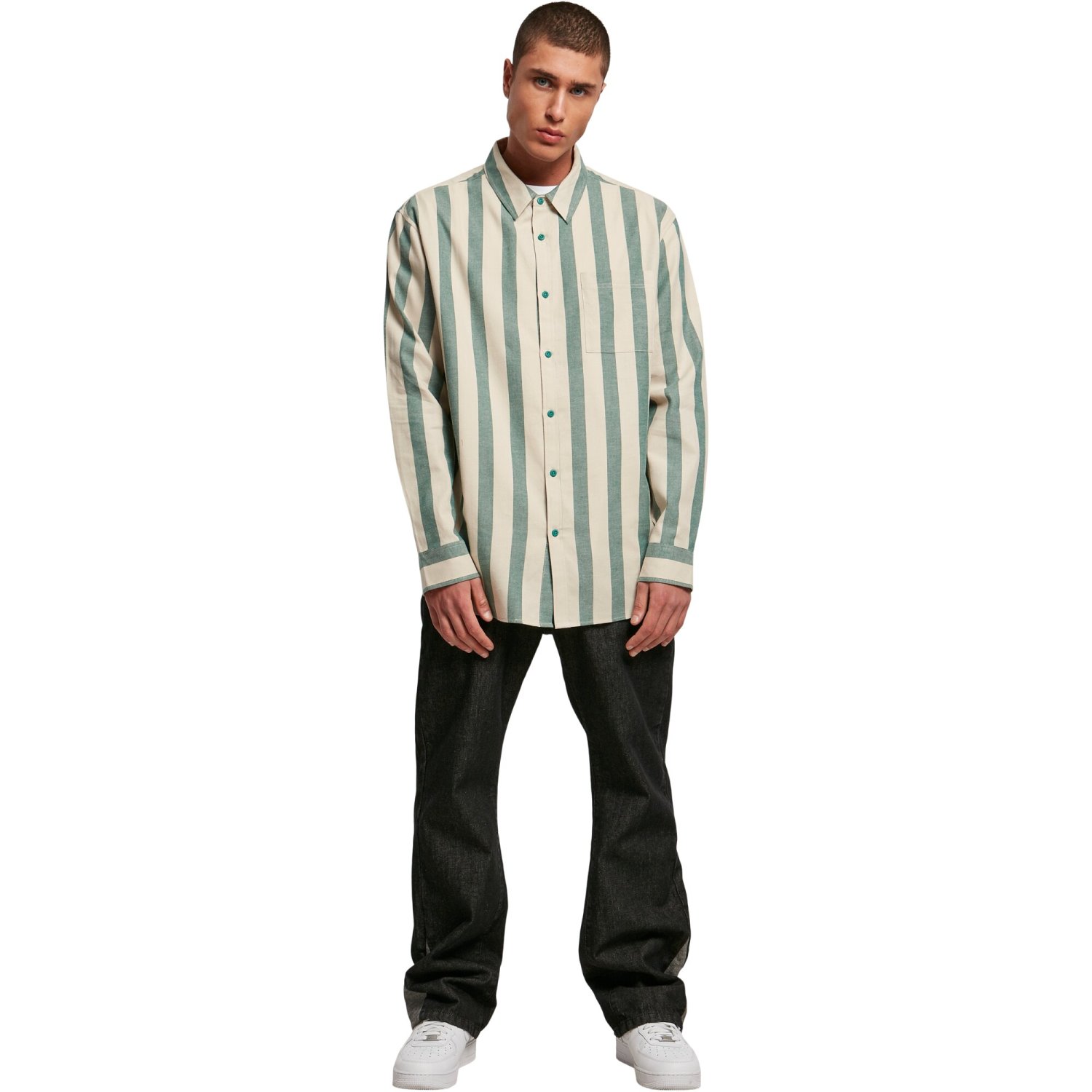 Urban Classics - Striped Shirt Hemd green / softseagrass