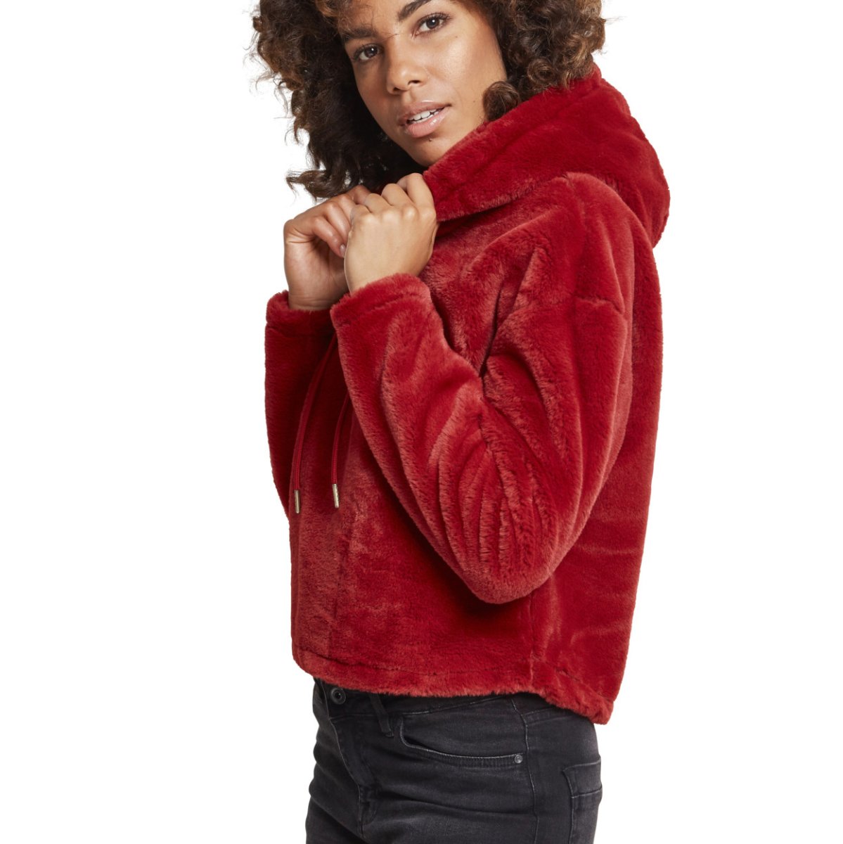 Urban Classics Ladies - Oversize Teddy Hoody burgundy
