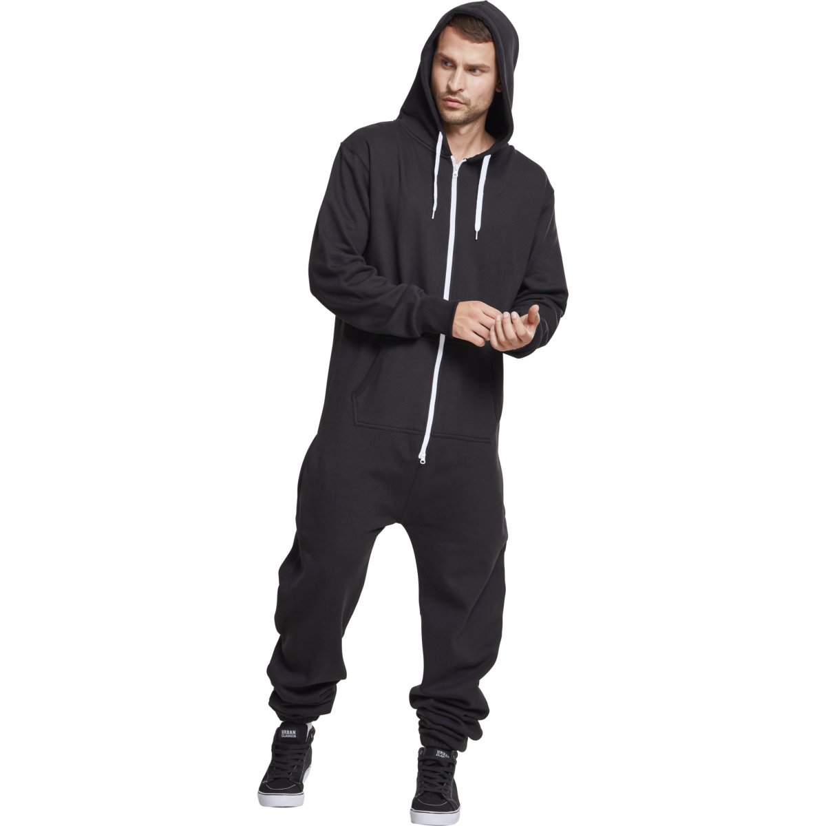 Urban Classics - SWEAT Jump Suit black / white