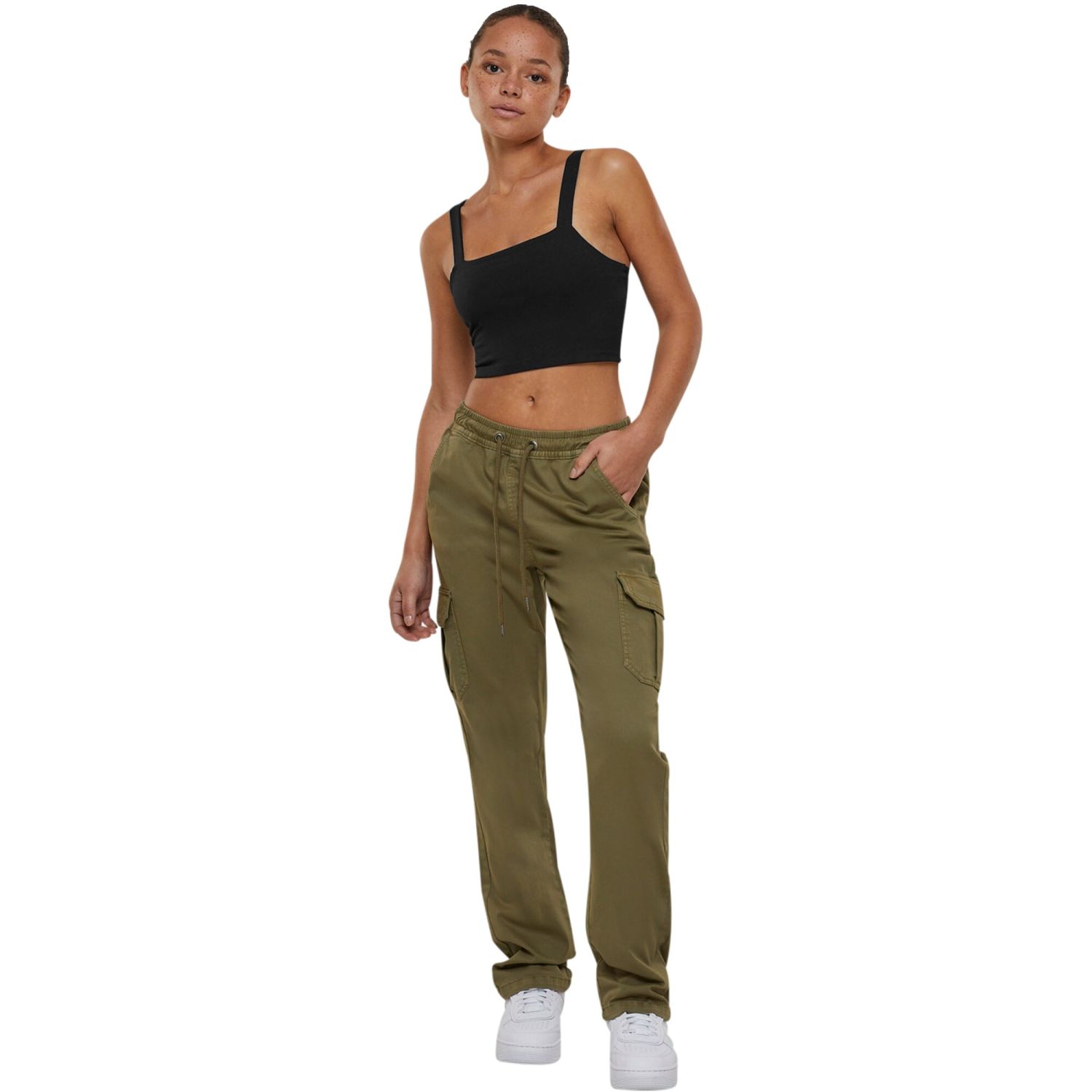 Urban Classics Ladies - High Waist Twill Cargo Hose