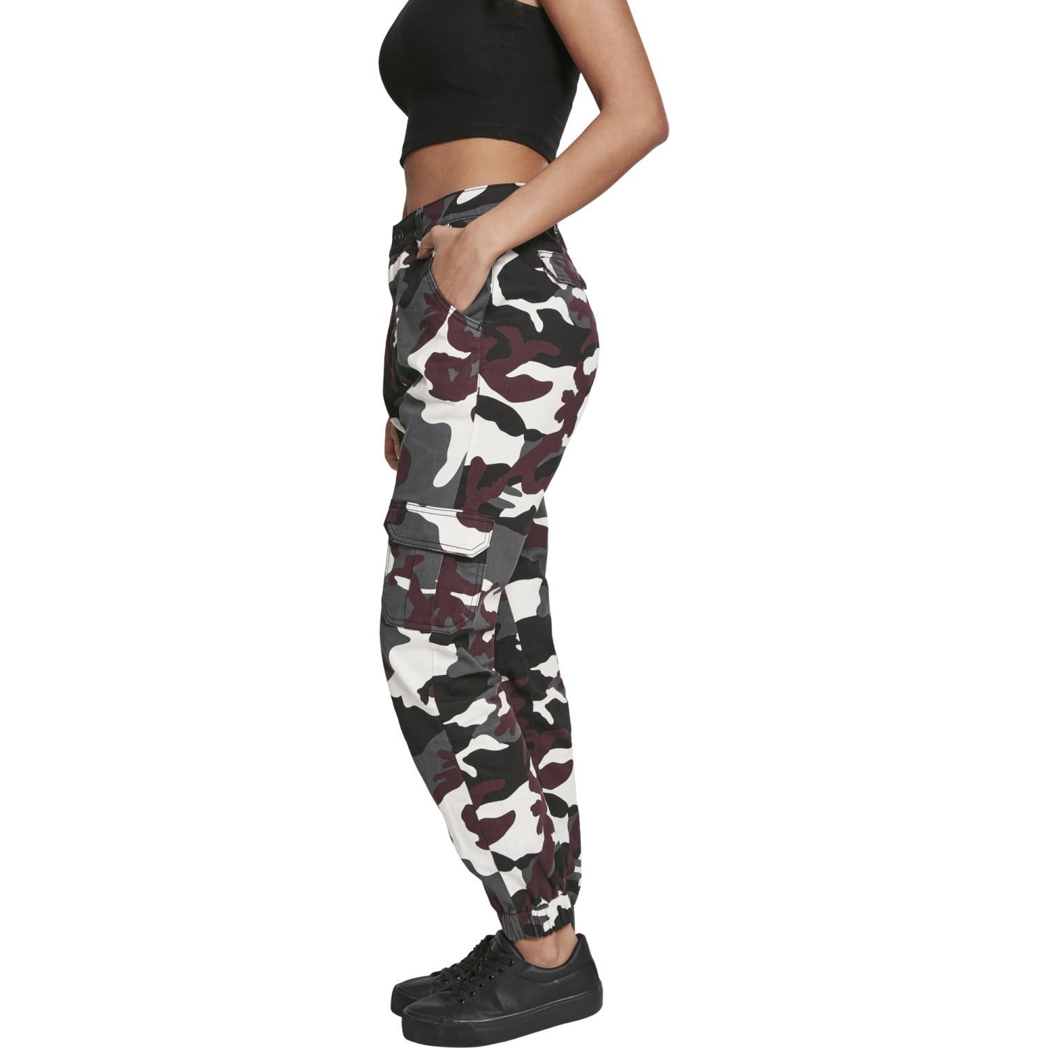 Urban Classics Ladies - High Waist Stretch Cargo Pants wine