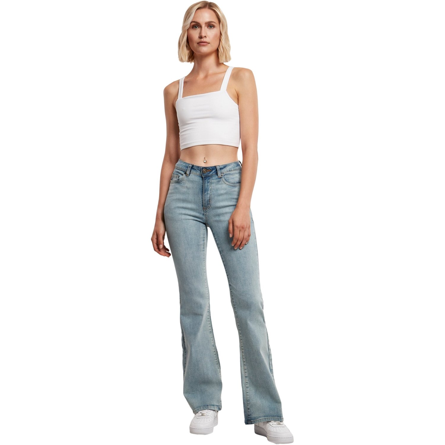 Urban Classics Ladies - High Waist Flared Denim Jeans bleu