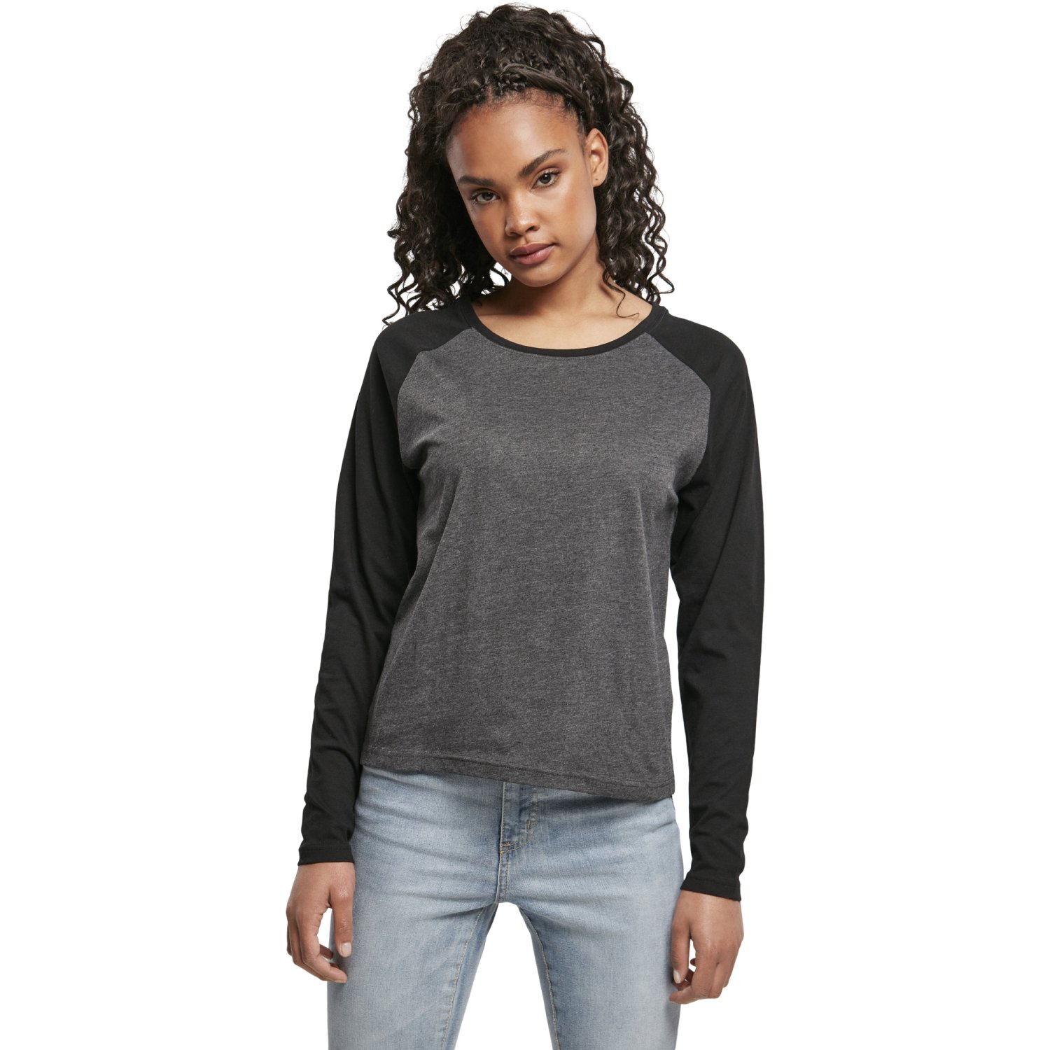 Urban Classics Femme - RAGLAN Manches Longues charcoal