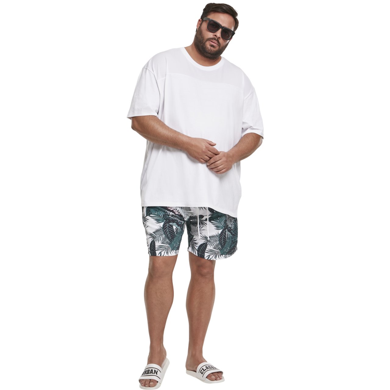 Urban Classics - PATTERN Swim Shorts palm leaves