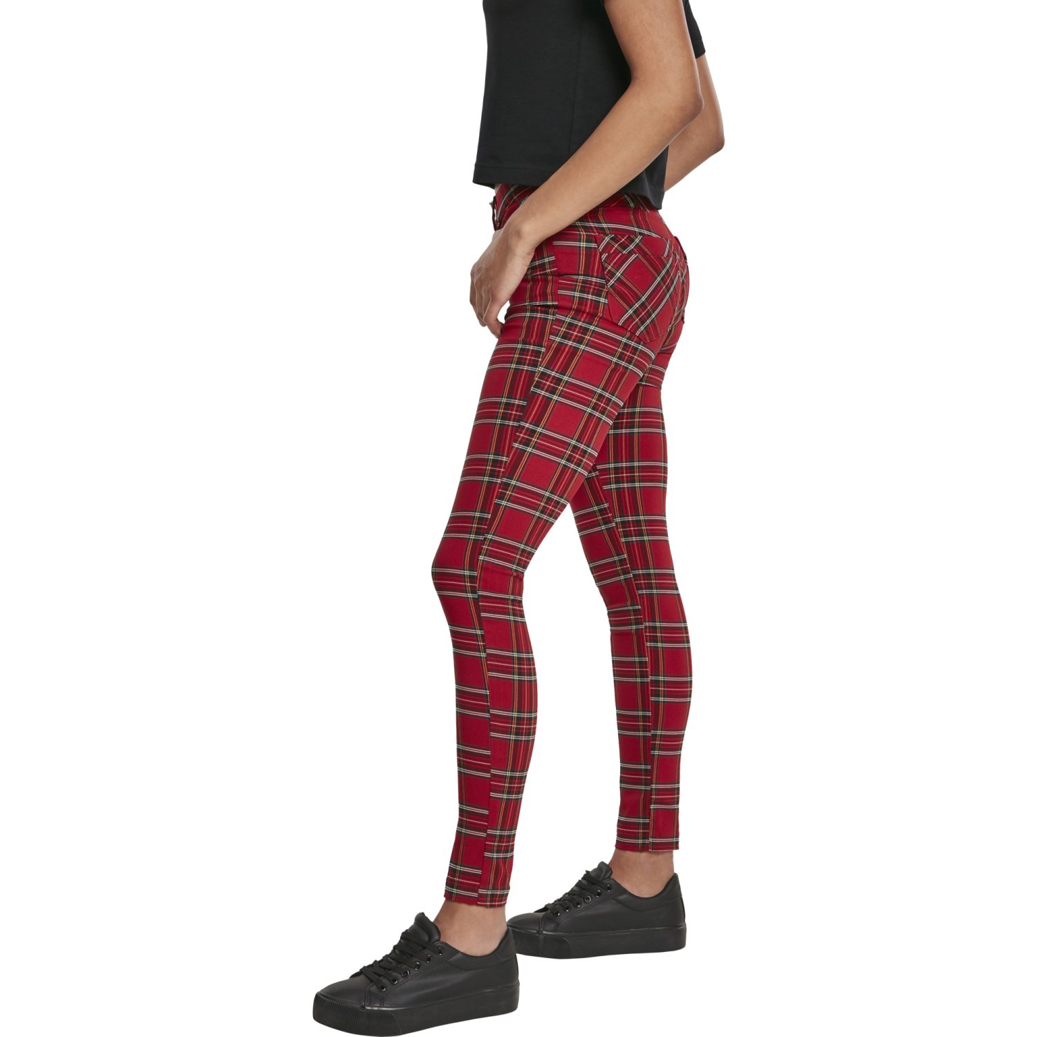 Urban Classics Ladies - TARTAN Skinny Pants red