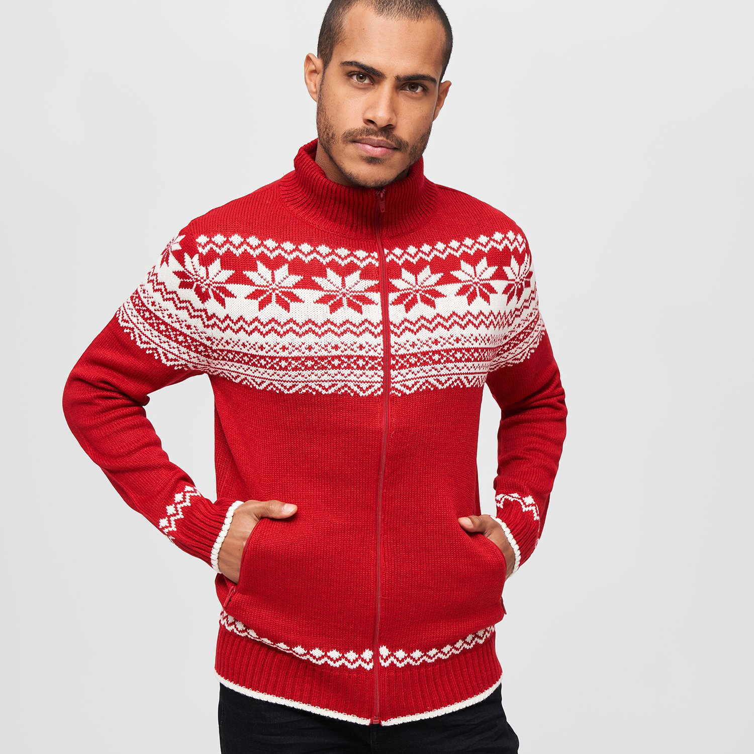 Brandit - Norweger Full Zip Cardigan rouge
