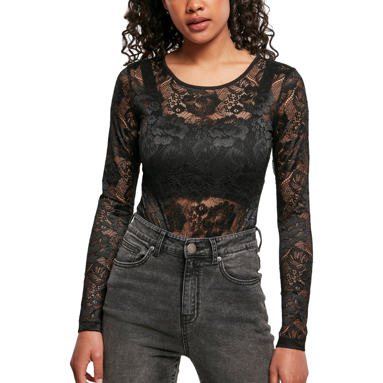 Urban Classics Ladies - LACES Longsleeve Body black