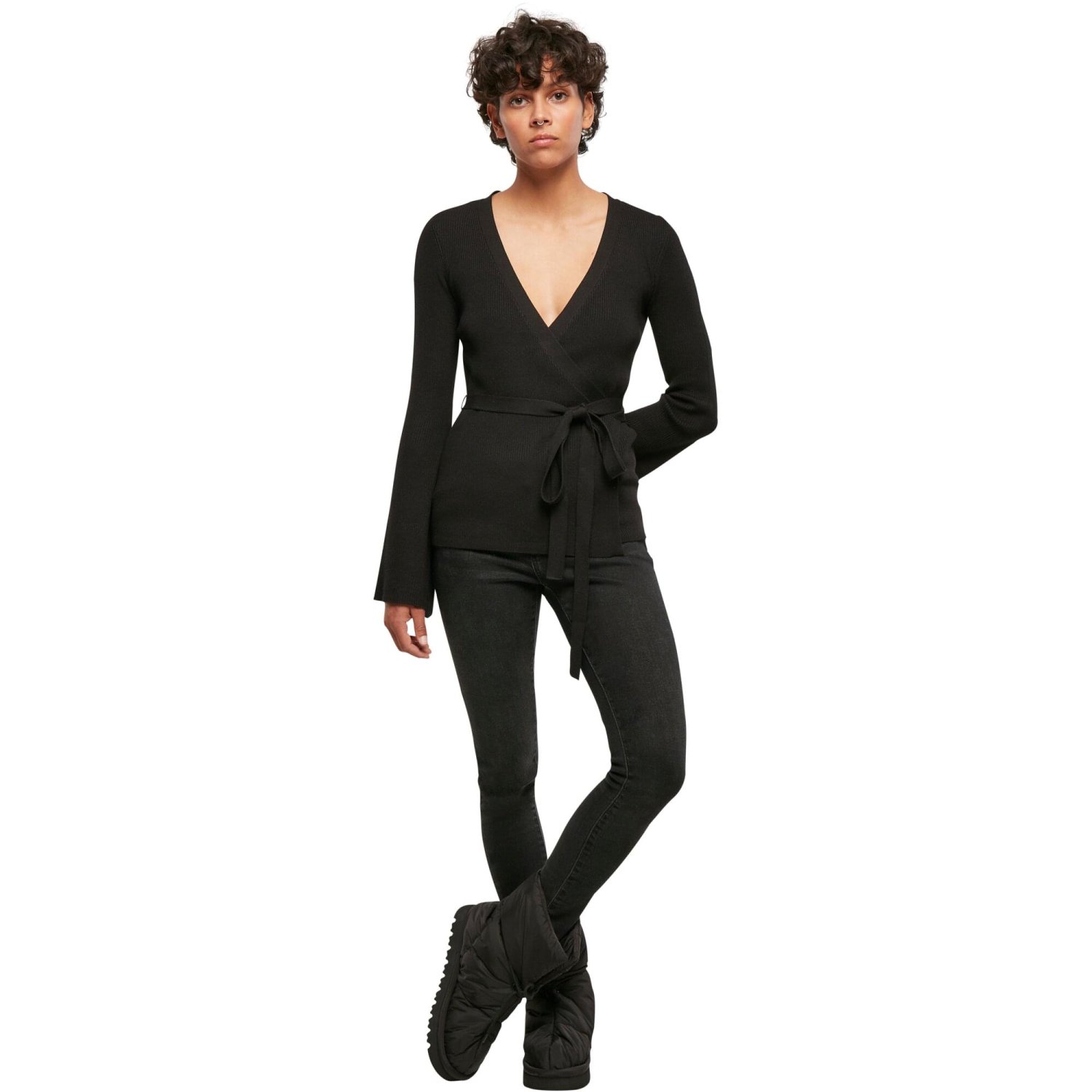 Urban Classics Ladies - Rib Knit Wrapped Cardigan noir