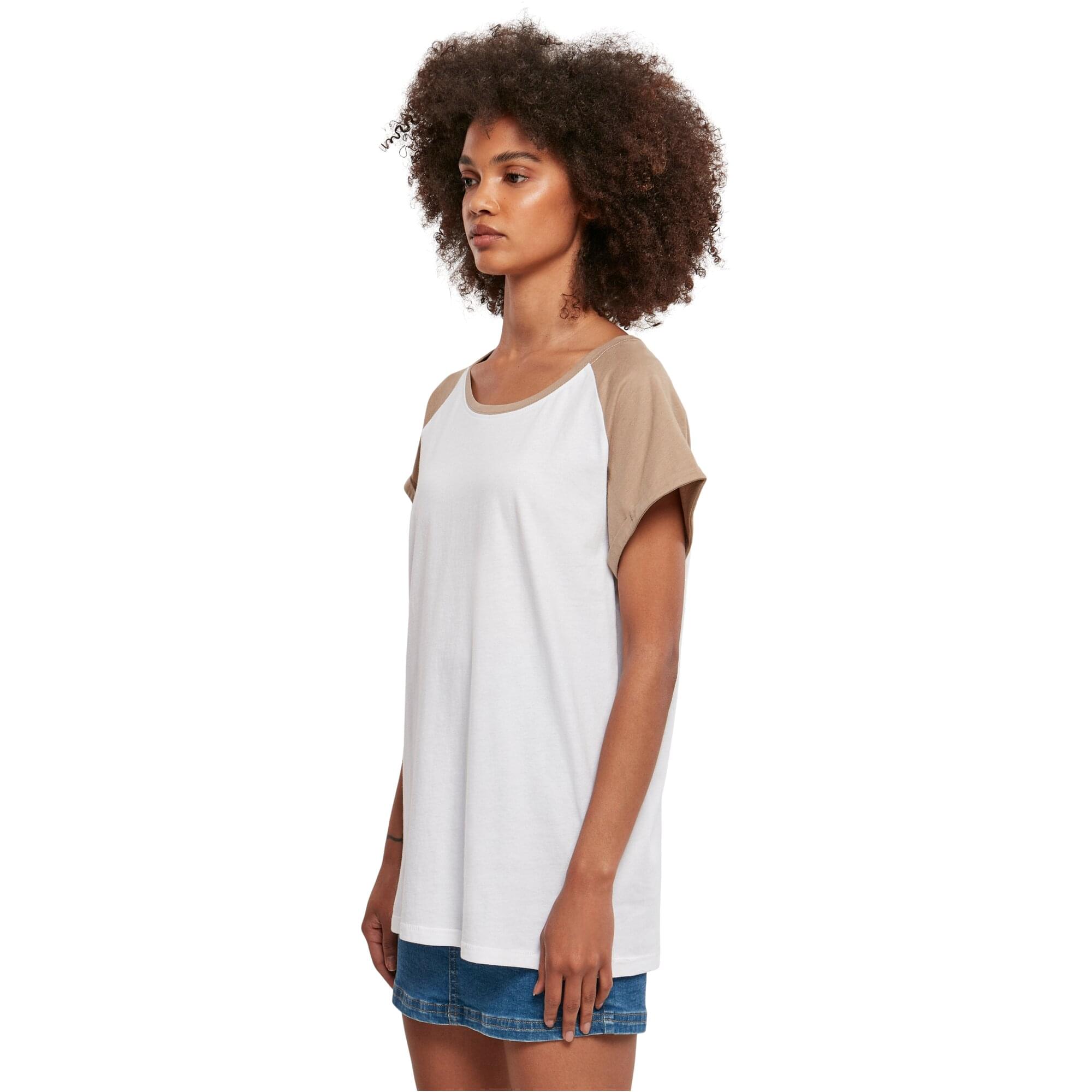 Urban Classics Ladies - RAGLAN Contrast Top blanc / taupe