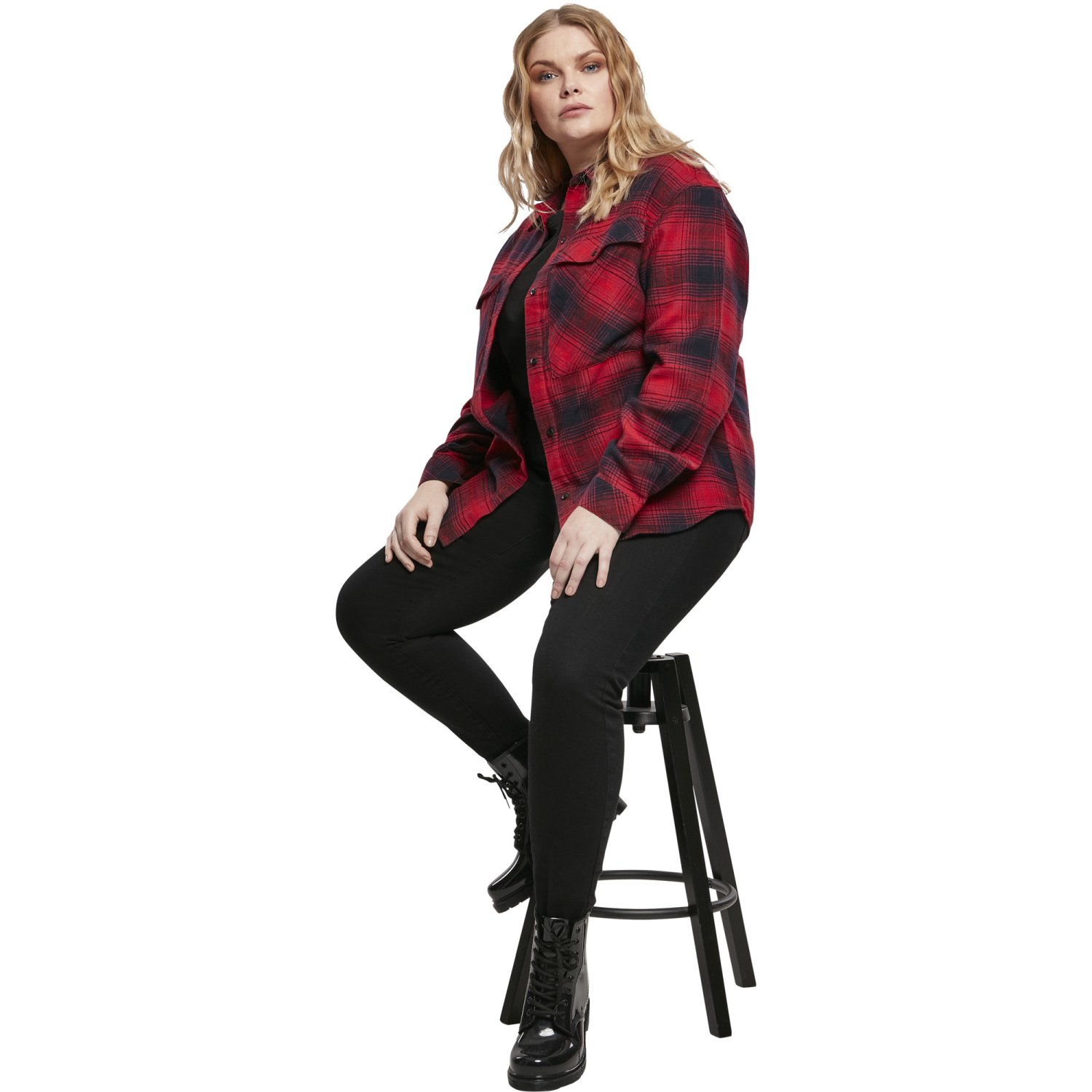 Urban Classics Femme - Check FLANELL Chemise rouge