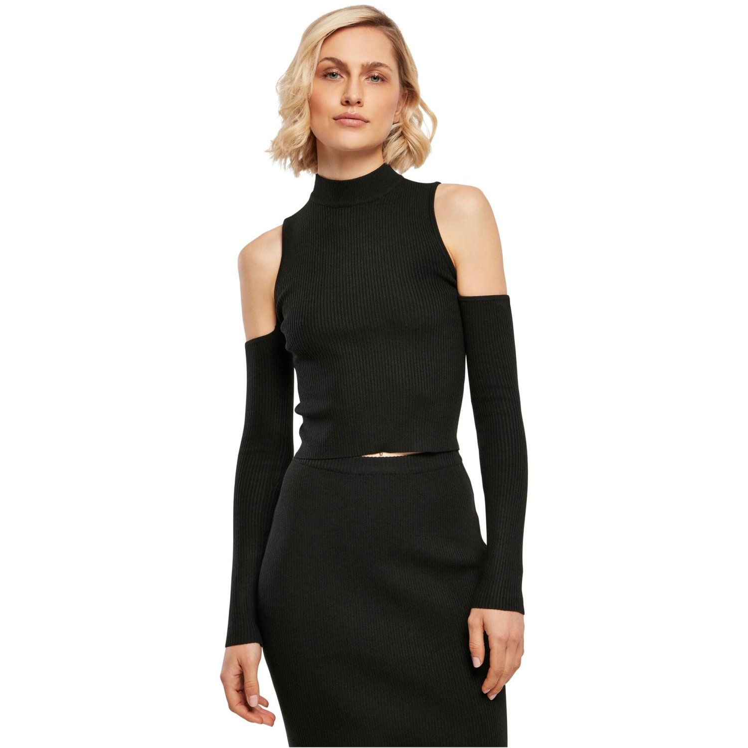 Urban Classics Ladies - Rib Knit Cut Out Sleeve Longsleeve