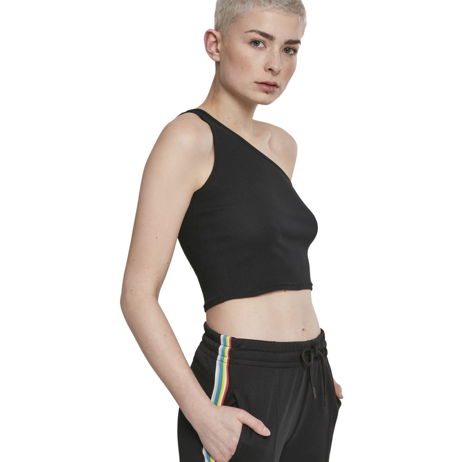 Urban Classics Ladies - Cropped Asymmetric Top black