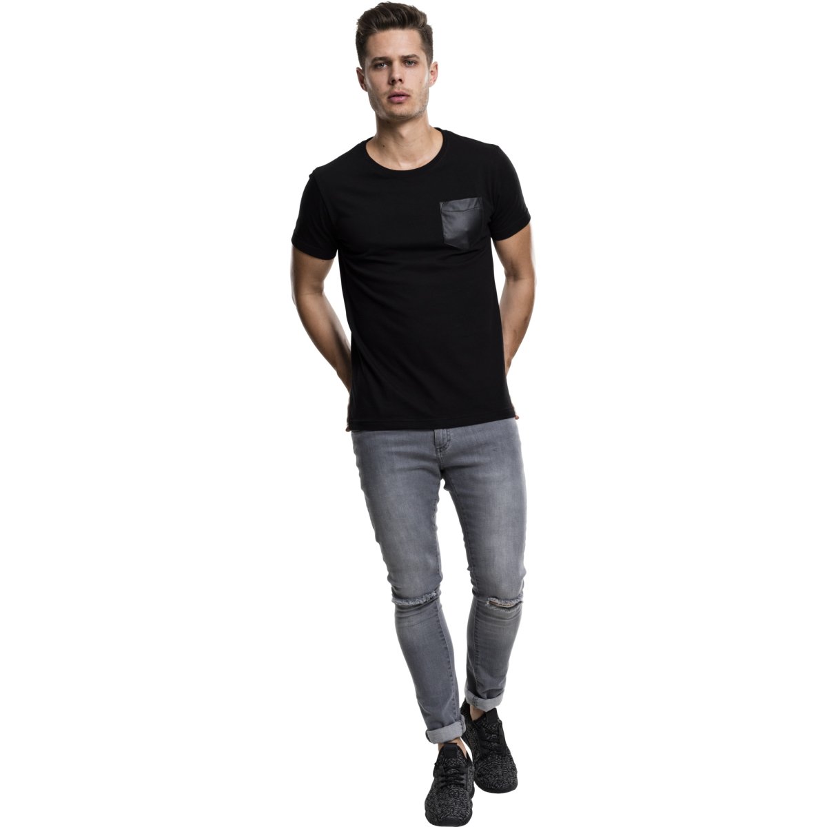 Urban Classics - SLUB Similicuir POCKET Shirt noir