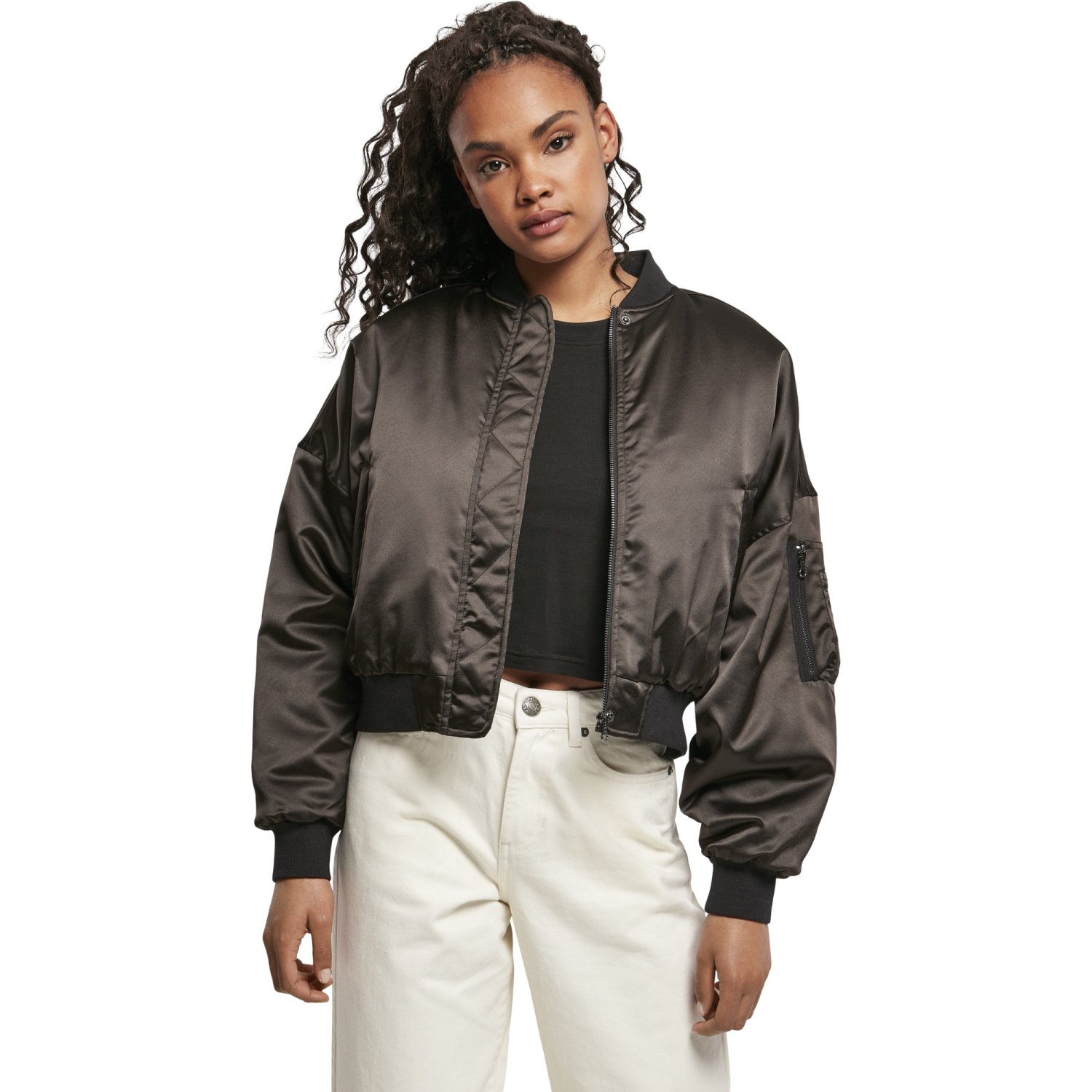 Urban Classics Ladies - SATIN BOMBER Short Oversized Veste