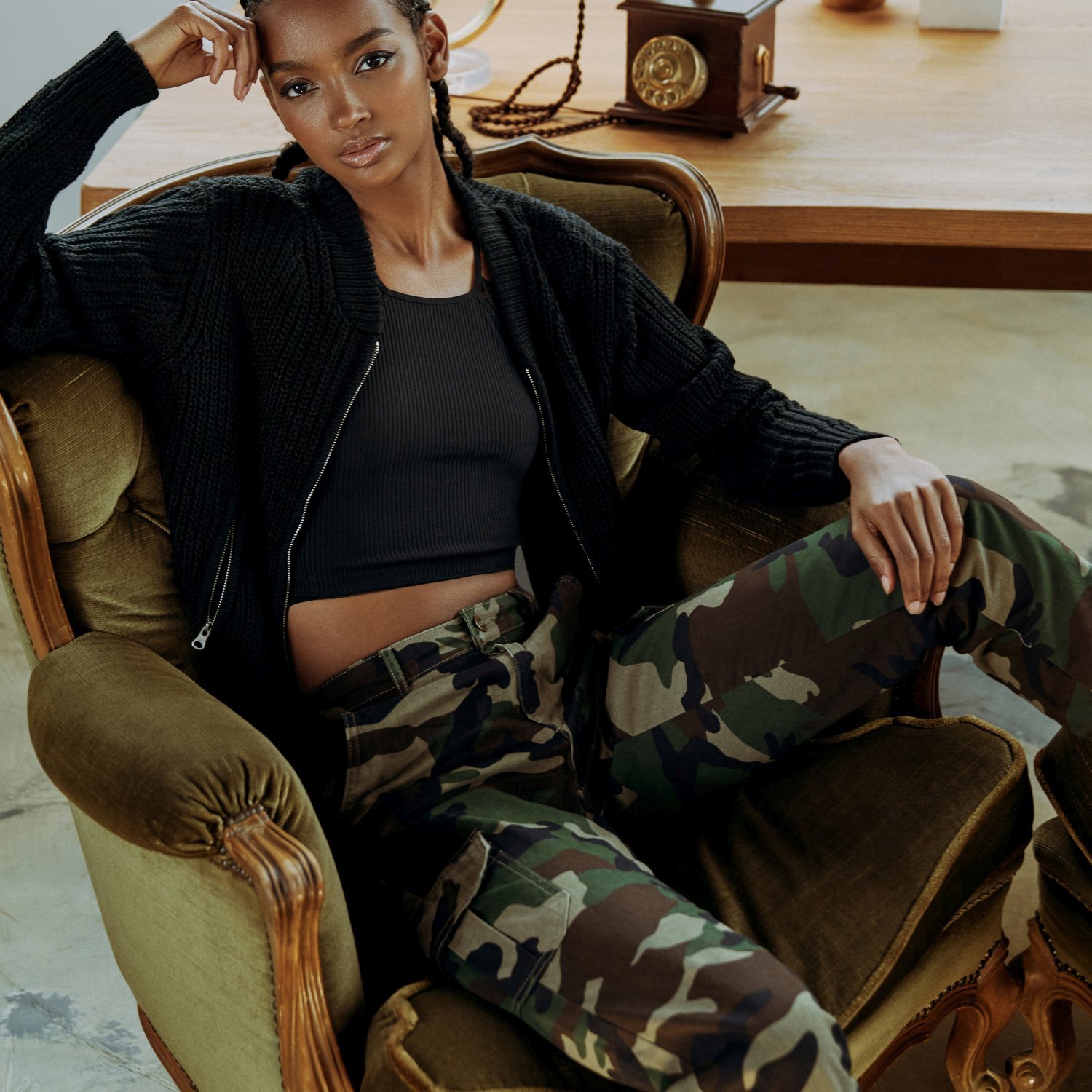 Urban Classics Ladies - High Waist Stretch Cargo Pants