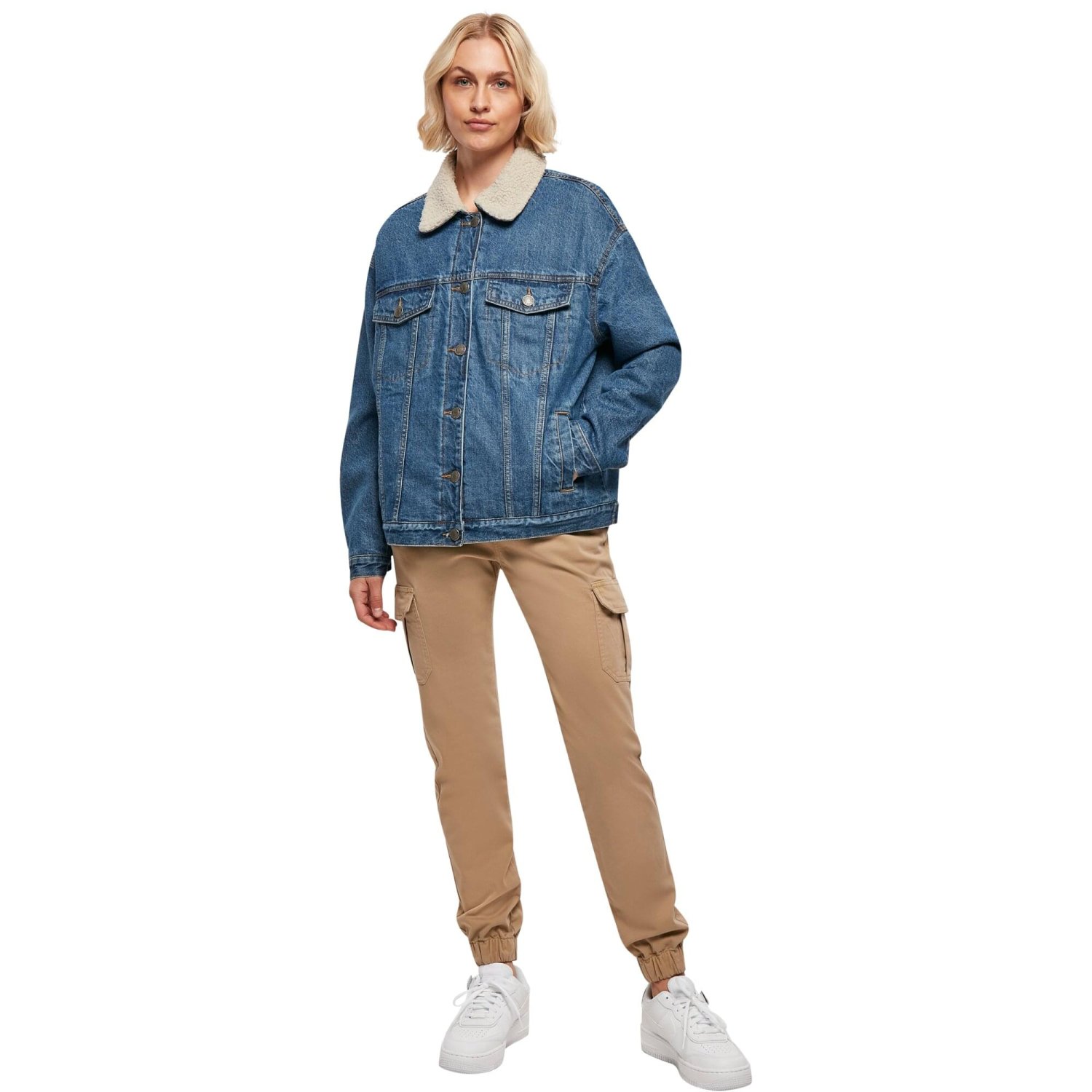 Urban Classics Ladies - Oversized Sherpa Denim Veste