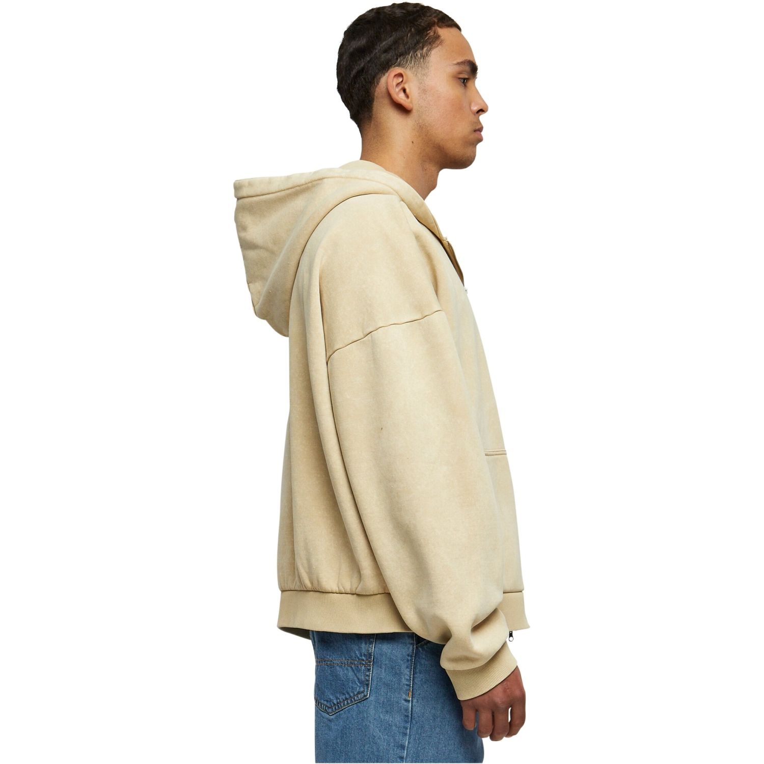 Urban Classics - Heavy Stone Washed Zip Hoody beige