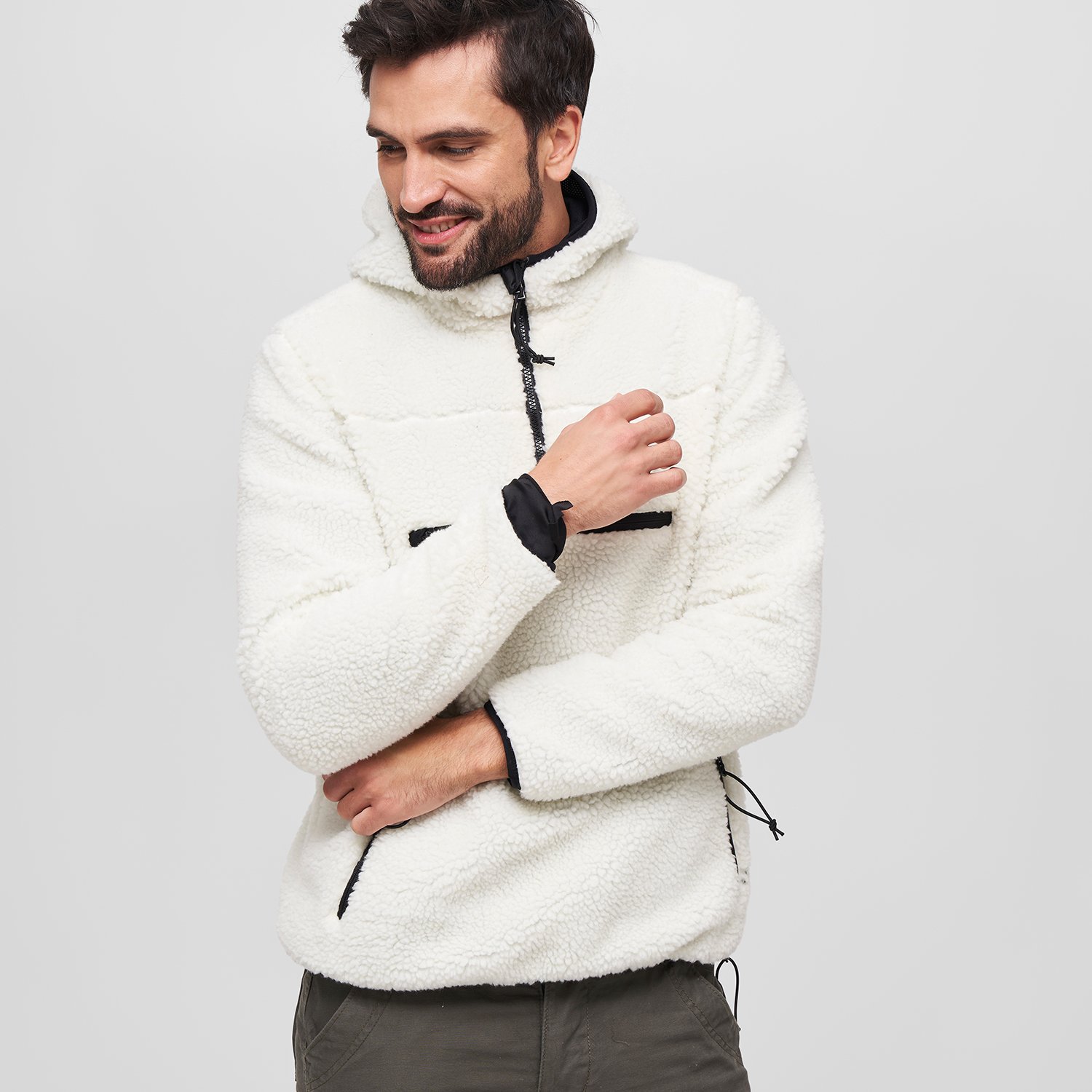 Brandit - Teddyfleece Troyer Worker Sweater blanc