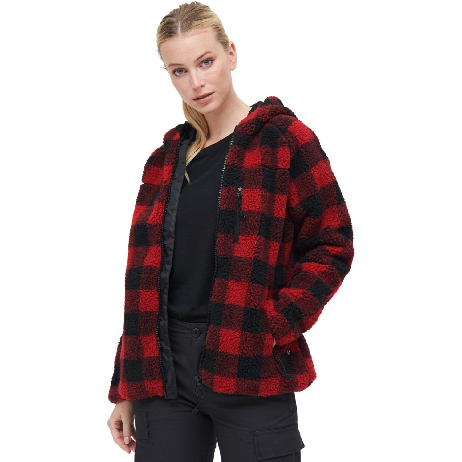 Brandit Ladies - Teddyfleece Jacket red / black