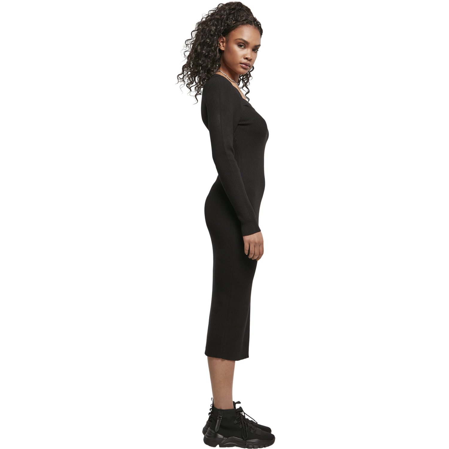 Urban Classics Ladies - Long Knit Strick Kleid schwarz