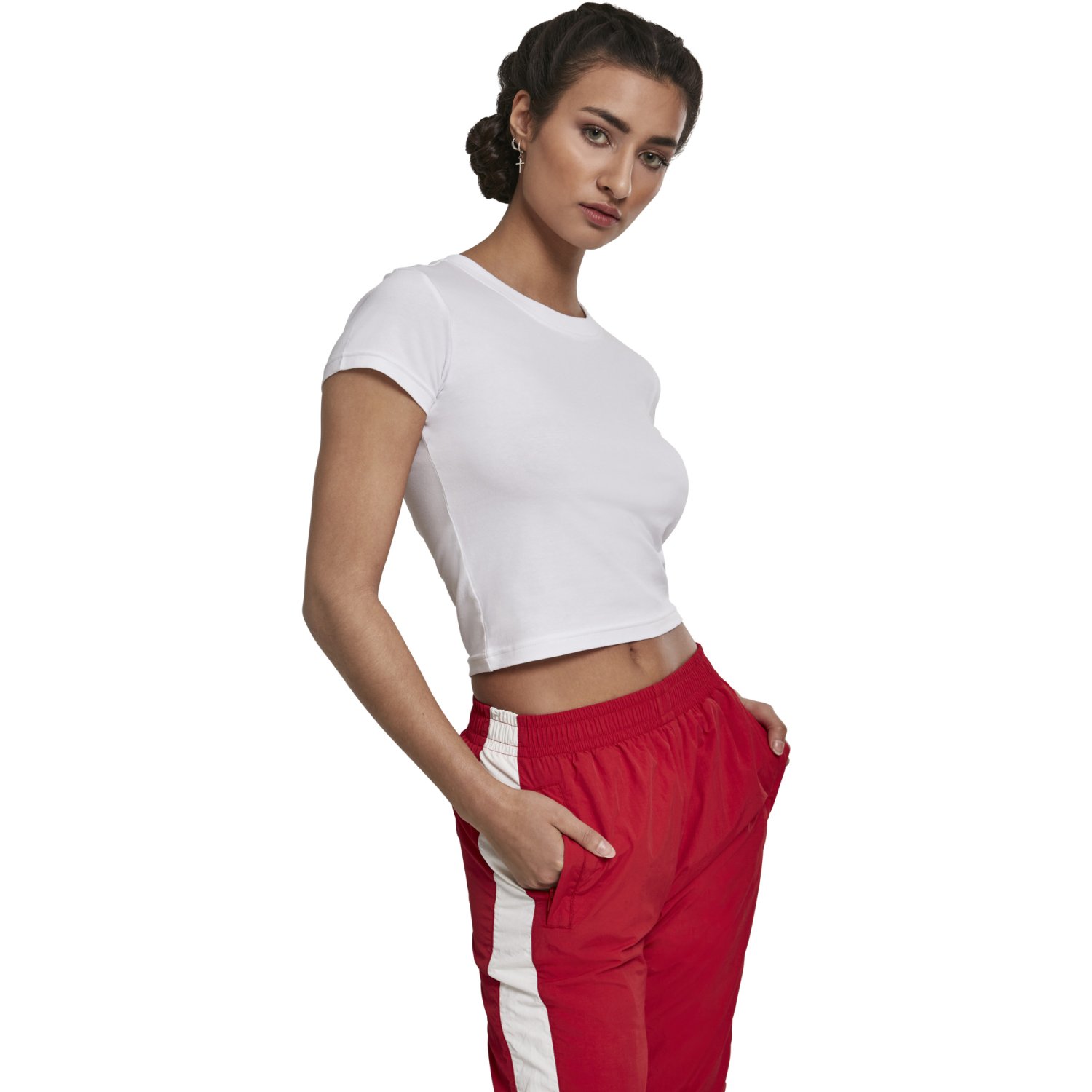 Urban Classics Ladies - Stretch Jersey Cropped Top blanc