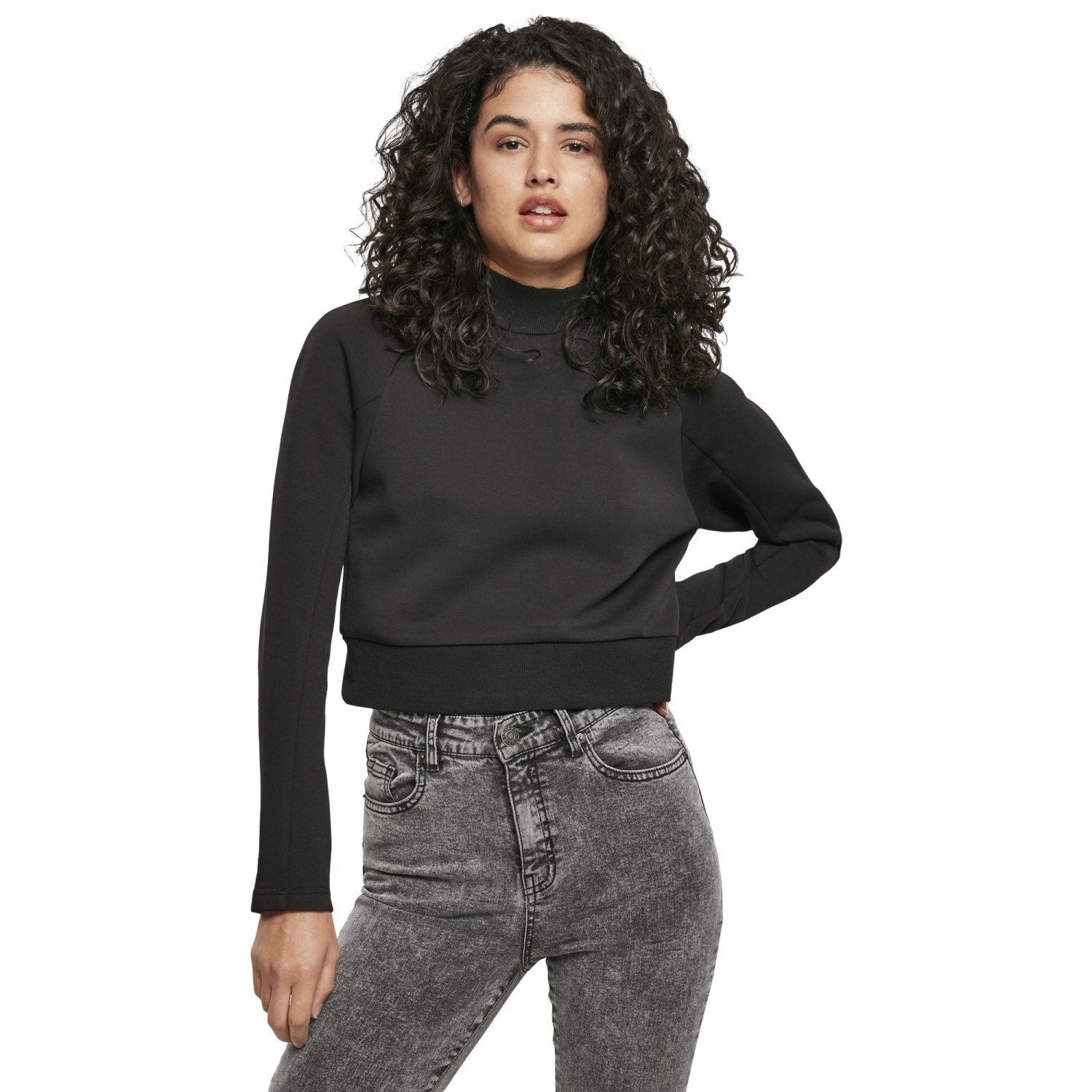 Urban Classics Ladies - Interlock Short Turtleneck Pullover
