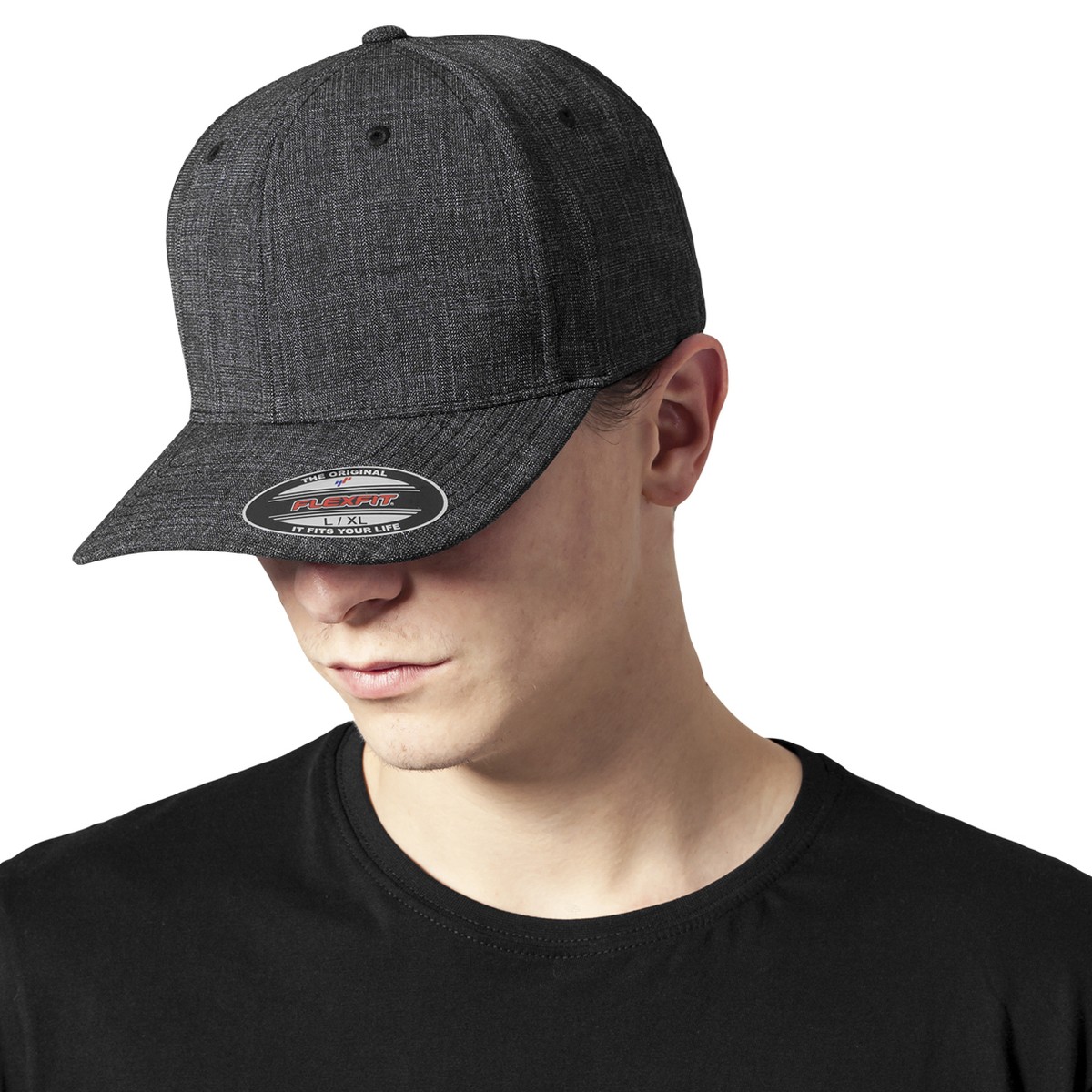 Flexfit FINE MELANGE Stretchable Curved Cap - schwarz