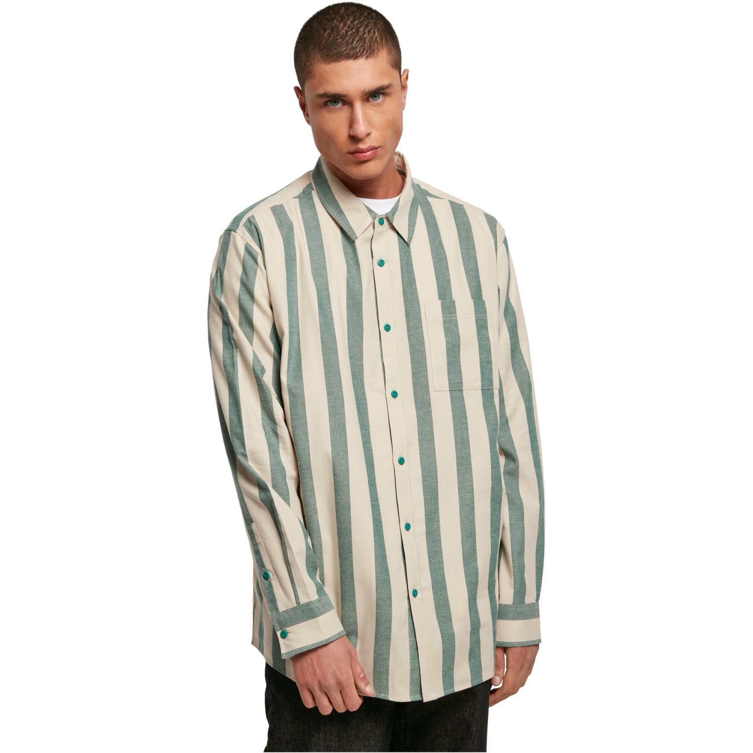 Urban Classics - Striped Shirt Hemd green / softseagrass