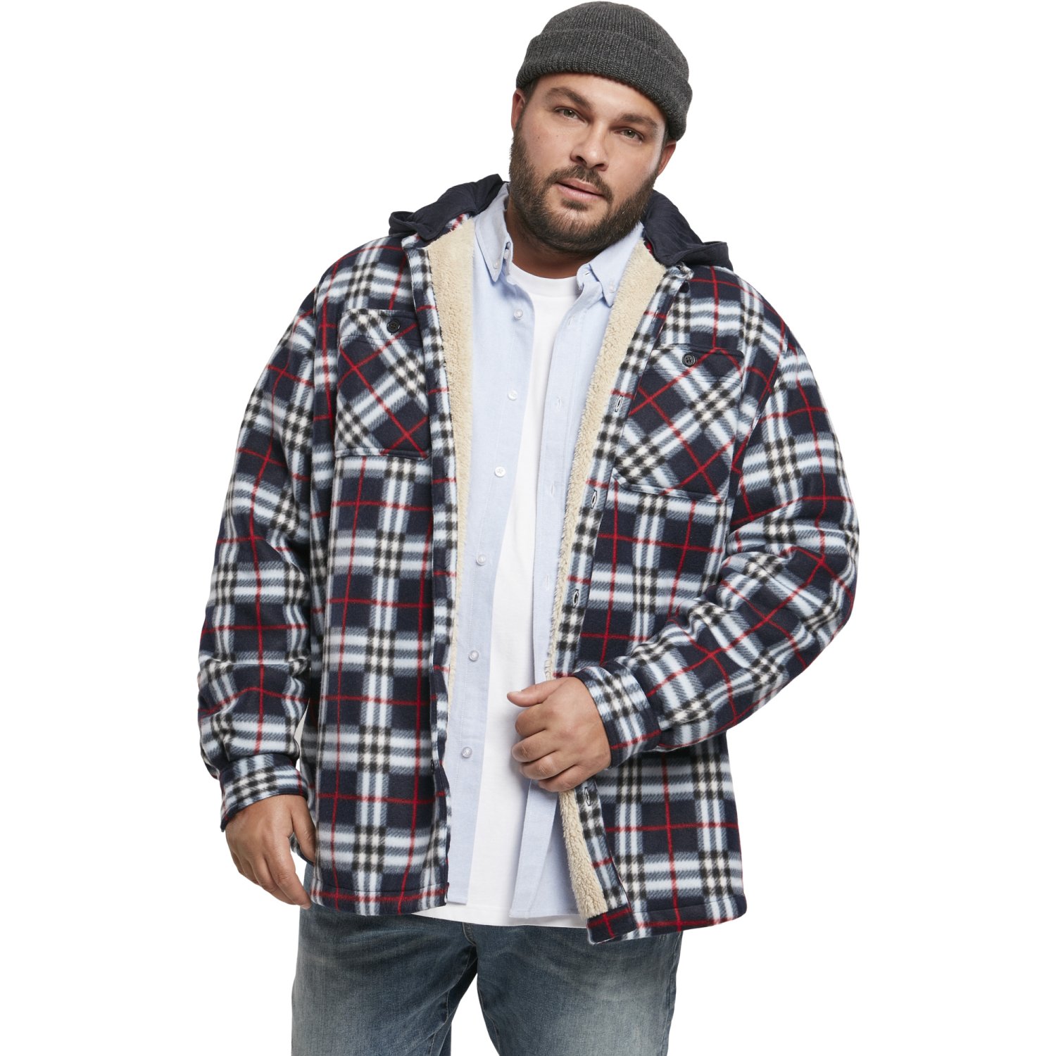 Urban Classics - Hooded Polar Fleece Overshirt navy
