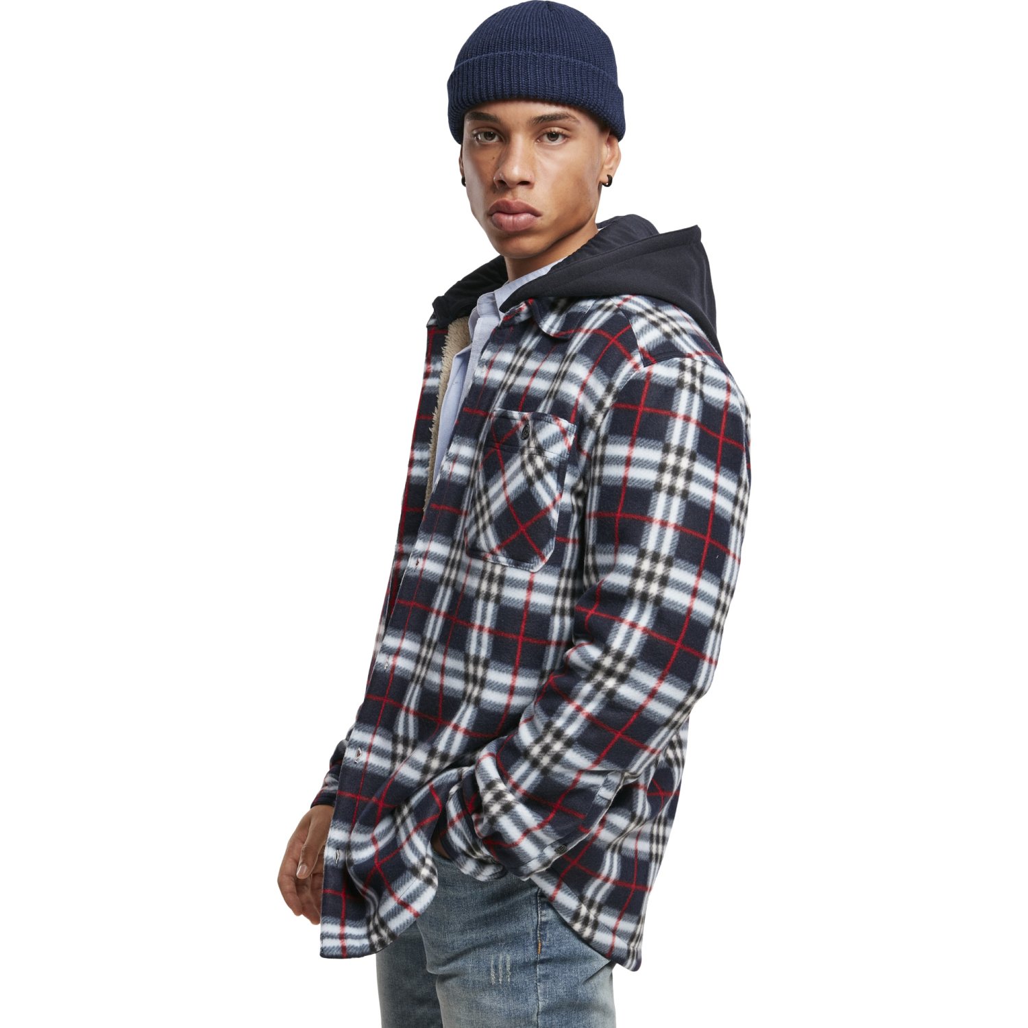 Urban Classics - Hooded Polar Fleece Overshirt navy