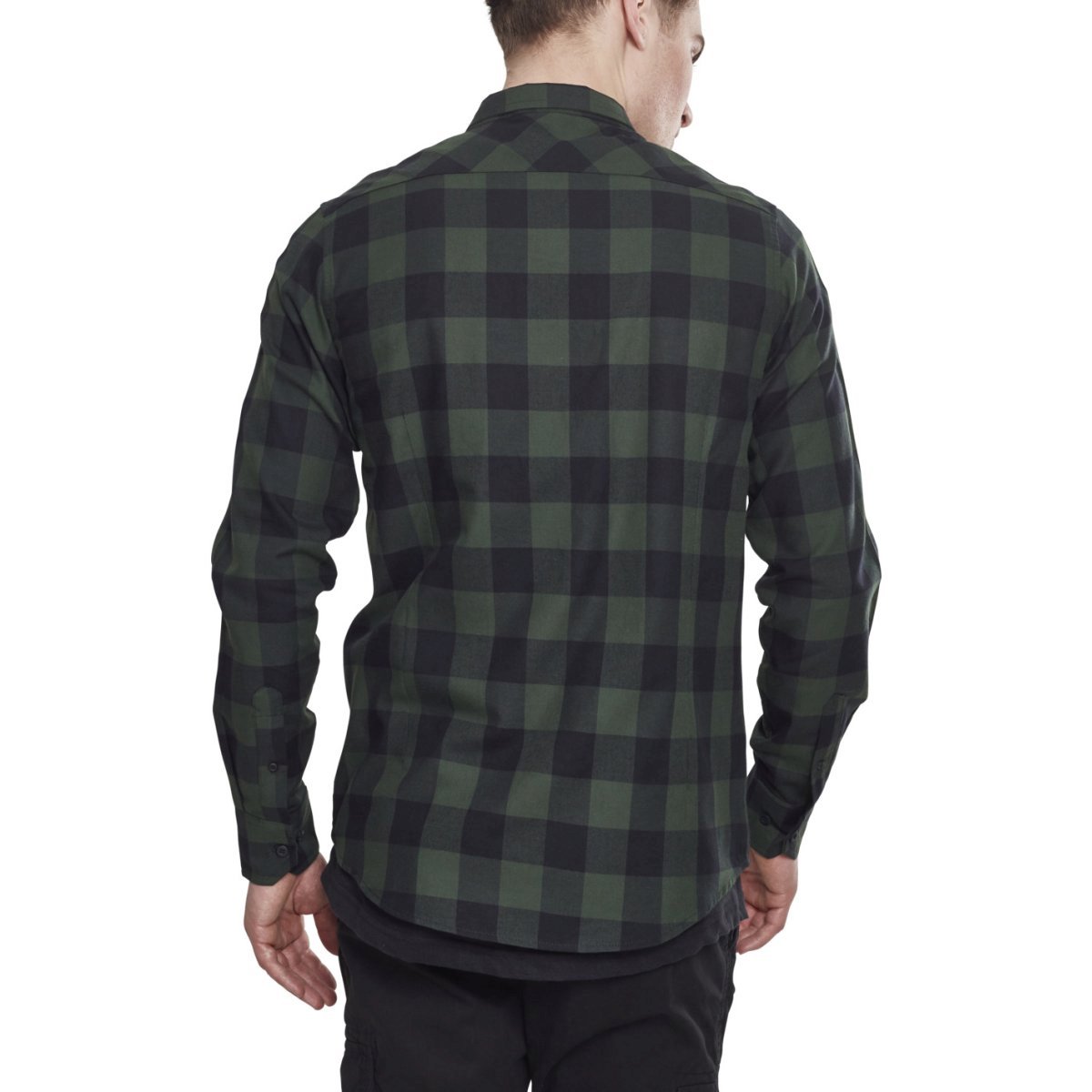 Urban Classics - CHECKED FLANELL Shirt black / forest green