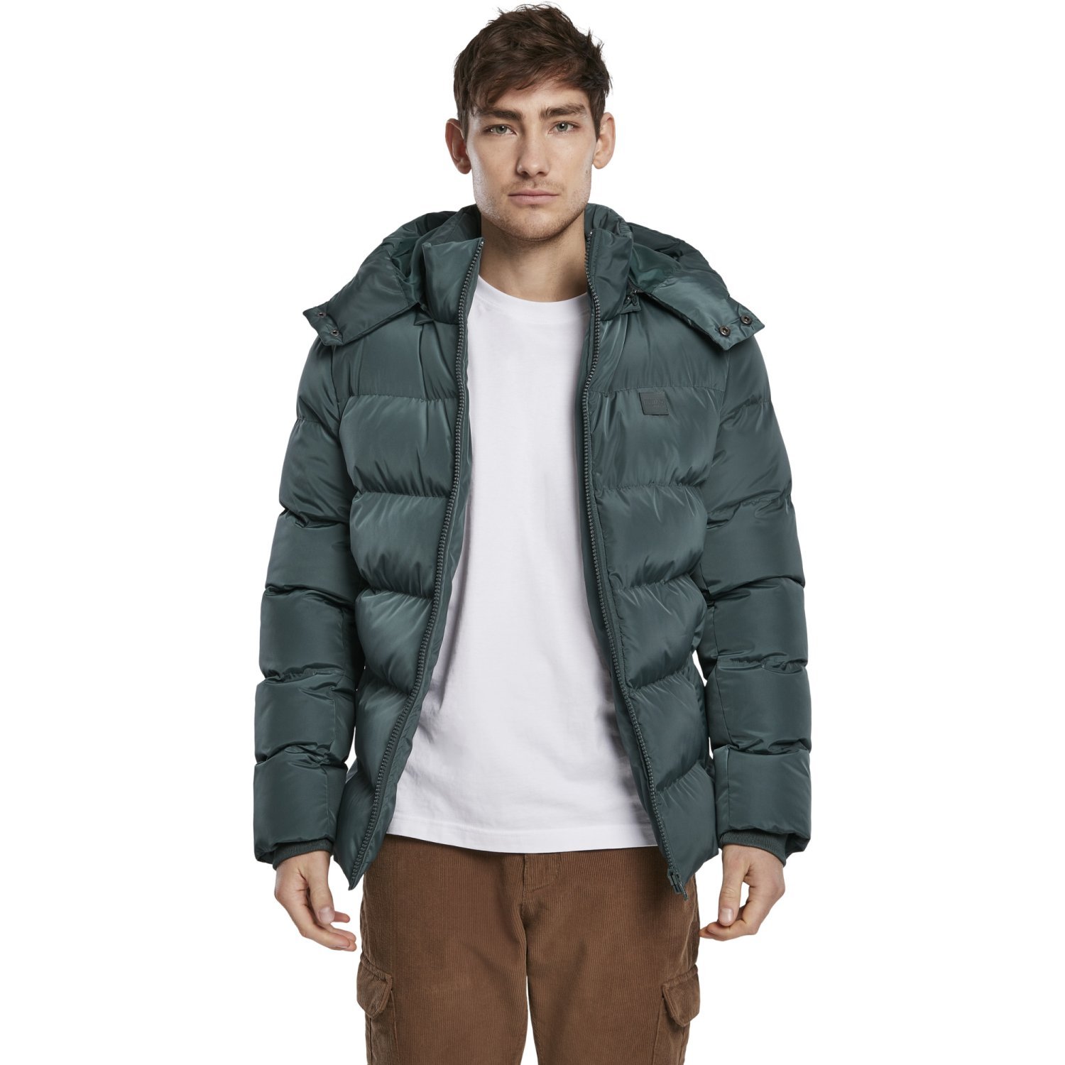 Urban Classics - HOODED PUFFER Winter Jacket bottlegreen