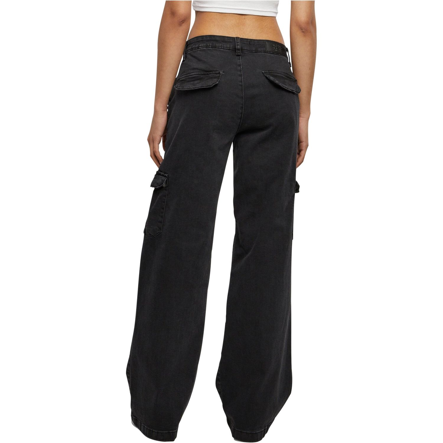Urban Classics Ladies - High Waist Denim Cargo Jeans
