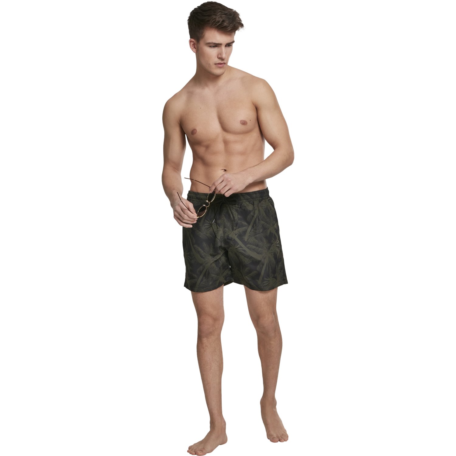 Urban Classics - PATTERN Short de bain palm / olive