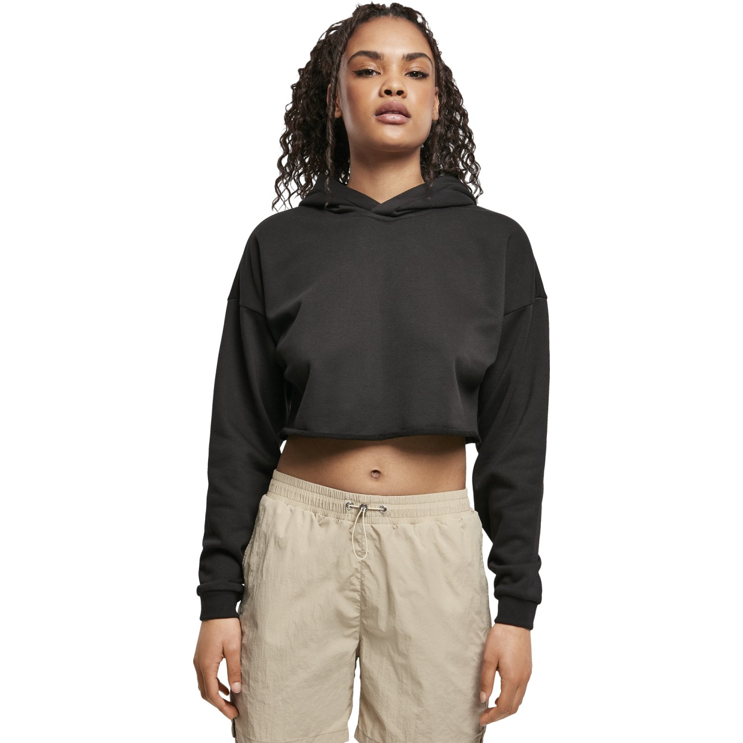 Urban Classics Ladies - Oversized Cropped Hoody noir