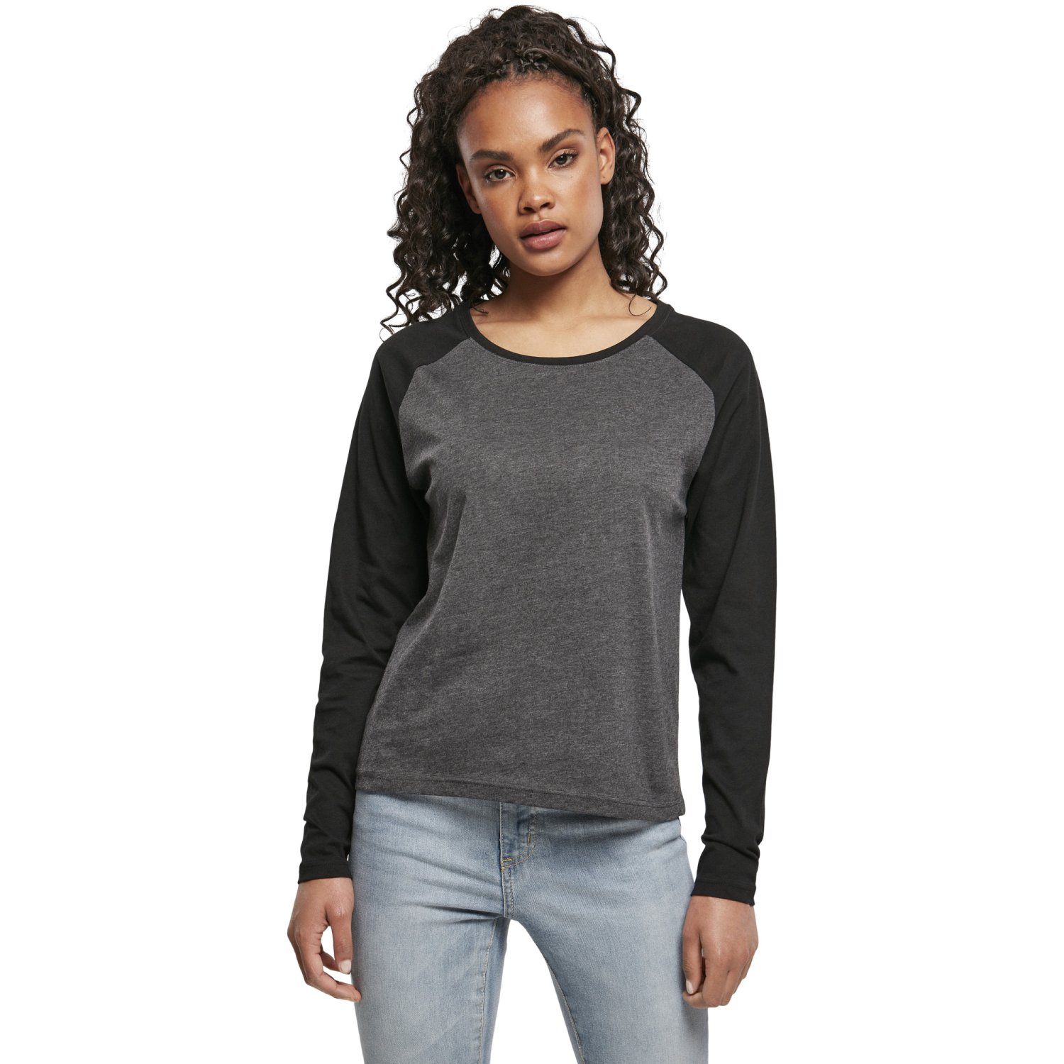 Urban Classics Femme - RAGLAN Manches Longues charcoal